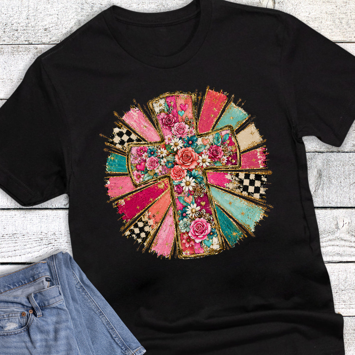 Faith Floral Cross Starburst