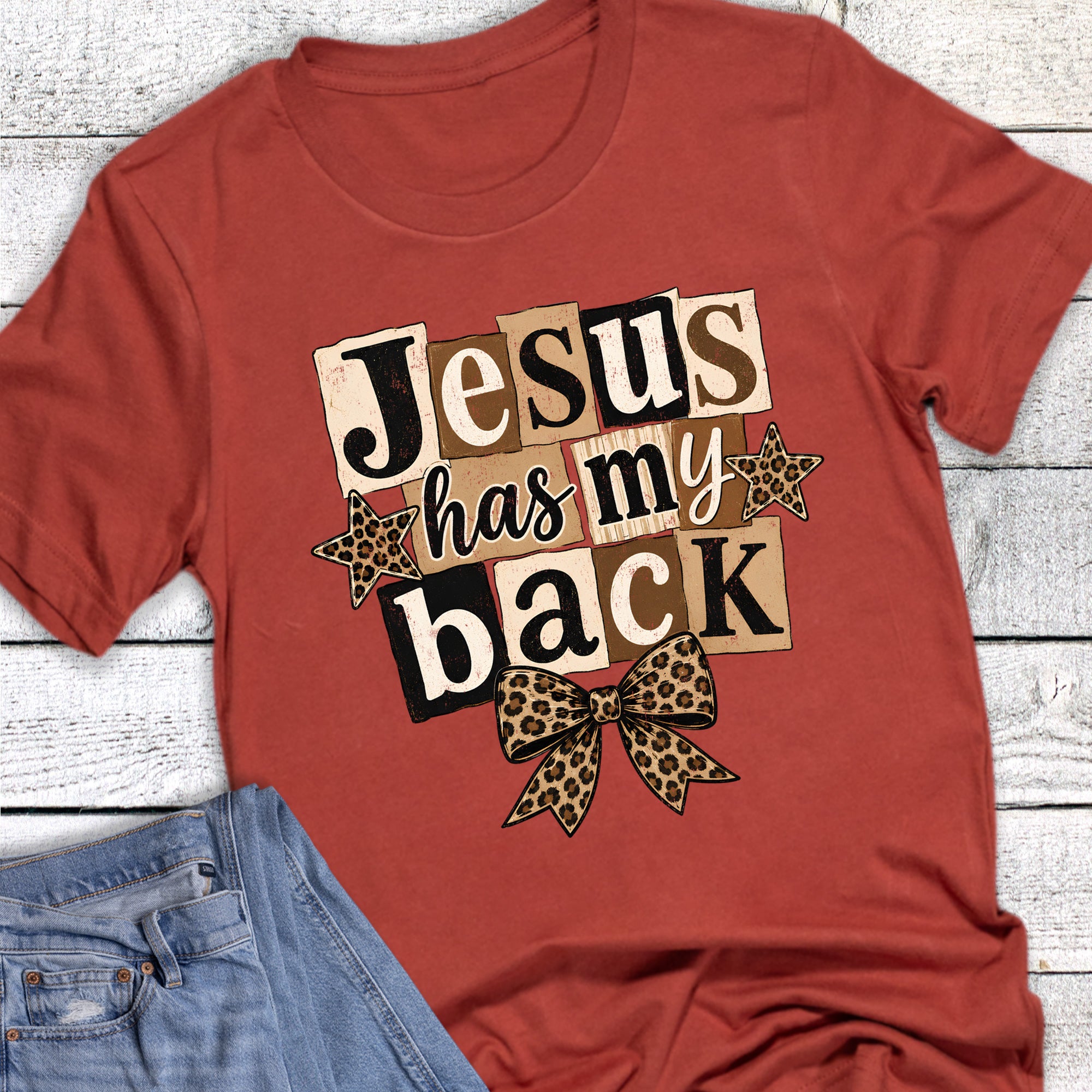 Faith Jesus Has My Back Leopard