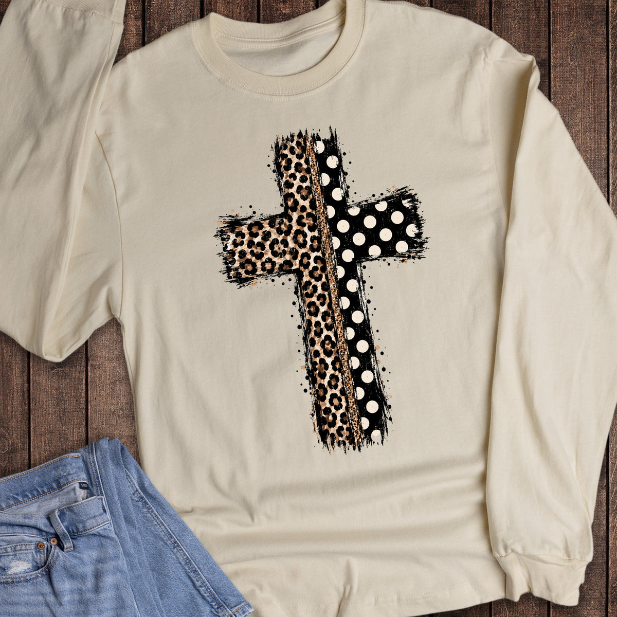 Faith Leopard Polka Cross Long Sleeve