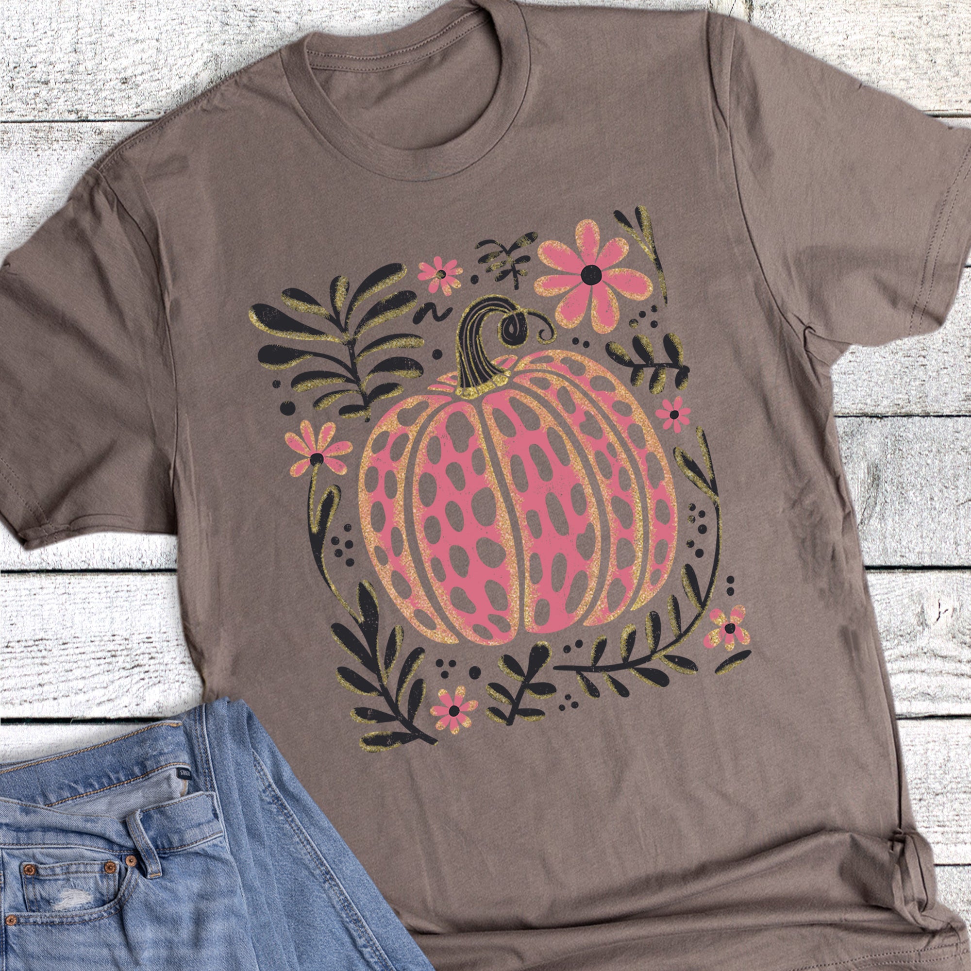 Fall Boho Floral Pumpkin Vines