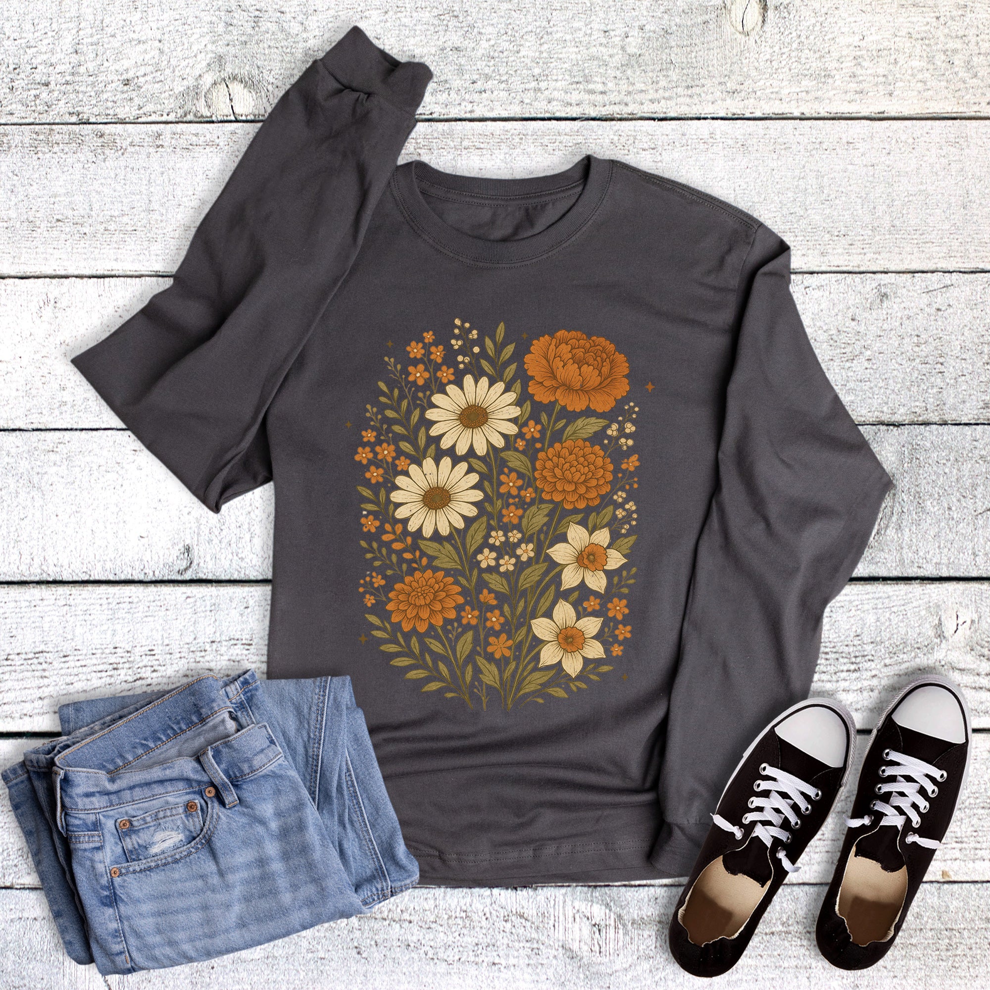 Fall Boho Flowers Long Sleeve