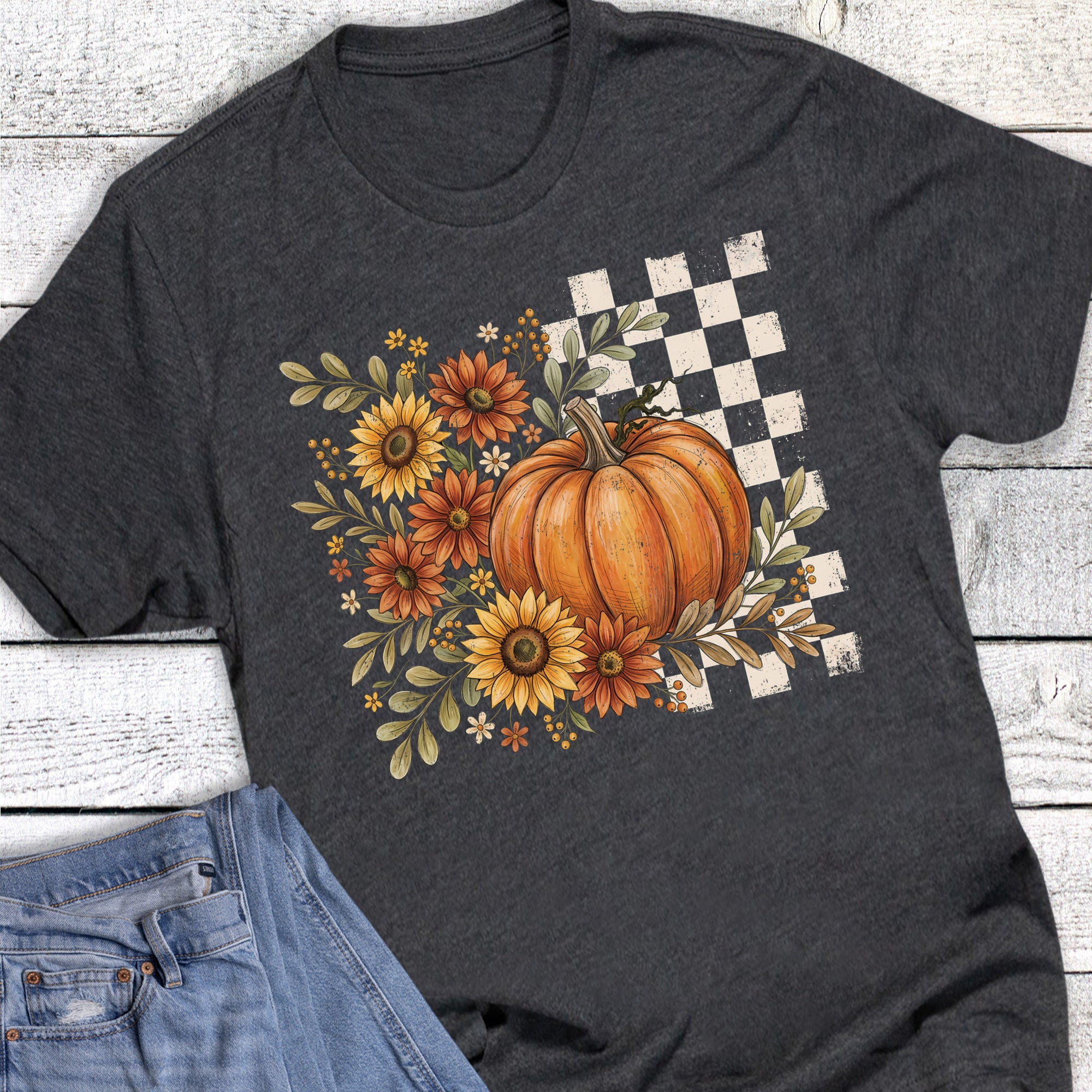 Fall Boho Pumpkin Floral Sunflowers