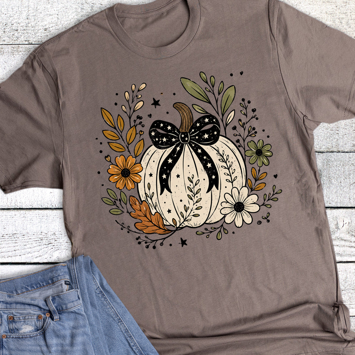 Fall Boho Pumpkin Floral Vines