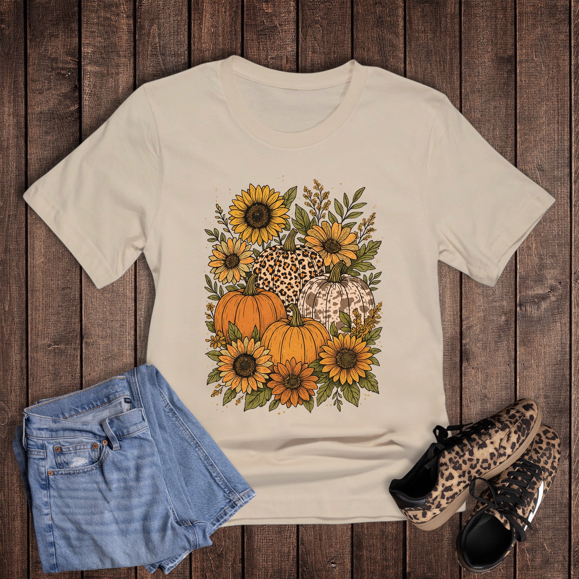 Fall Boho Pumpkins and Sunflowers