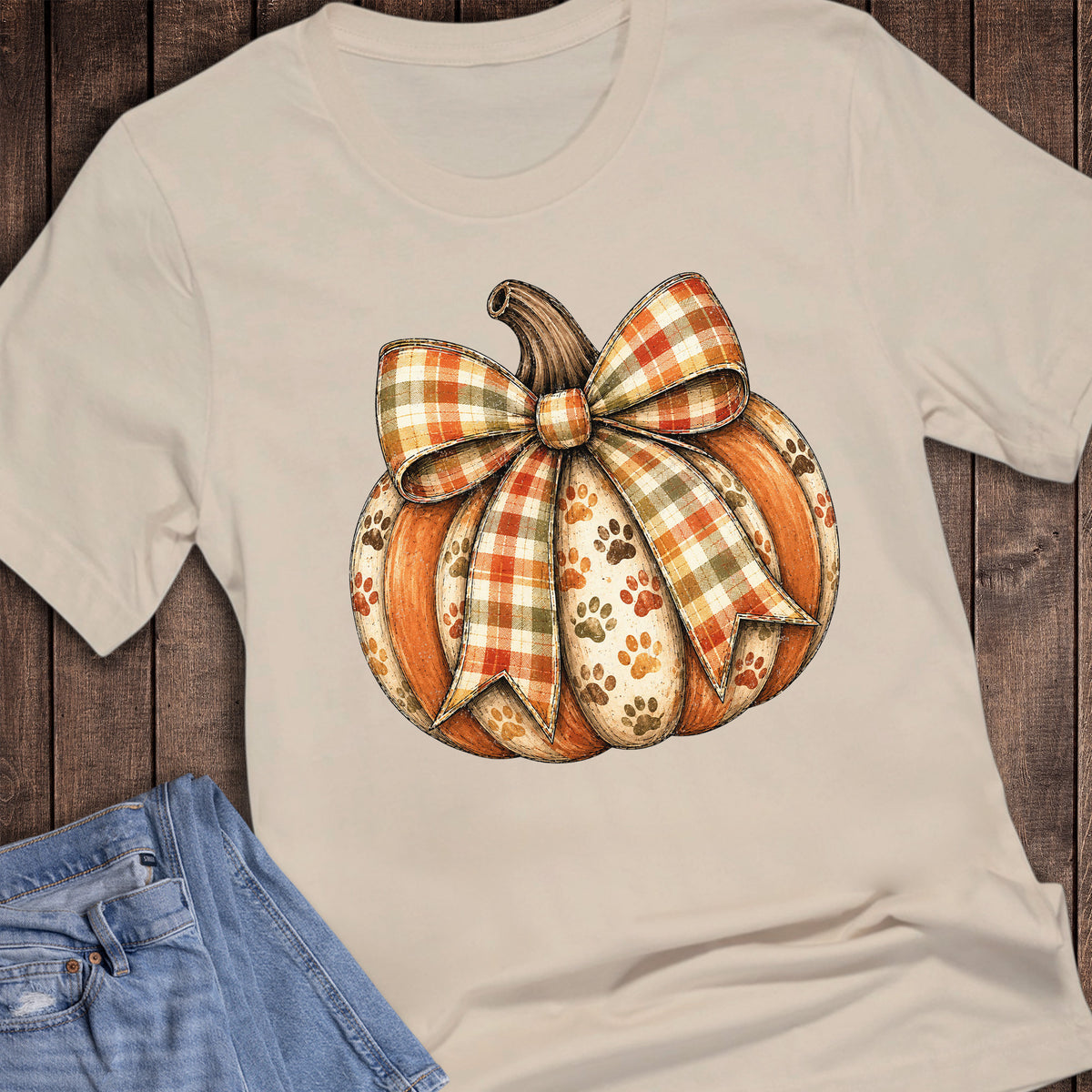 Fall Dog Paws Pumpkin and Bow