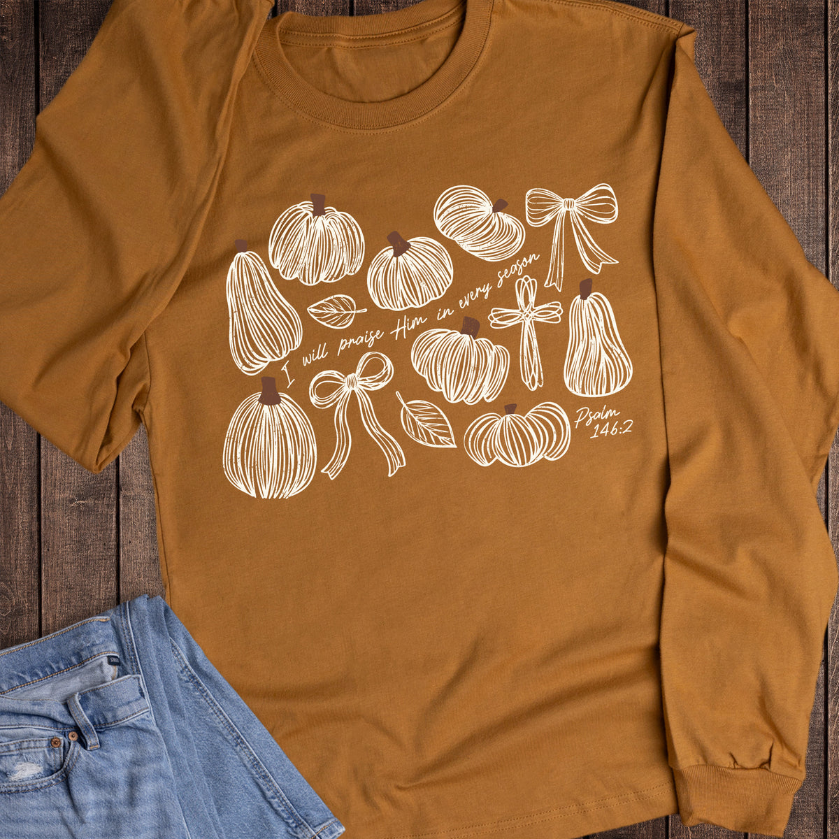 Fall Faith Doodles I Will Praise Him Long Sleeve