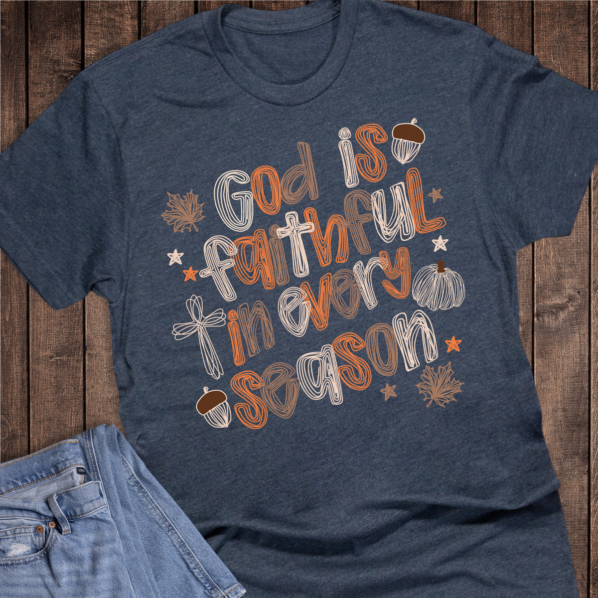 Fall Faith God is Faithful Pumpkins Acorns Doodles