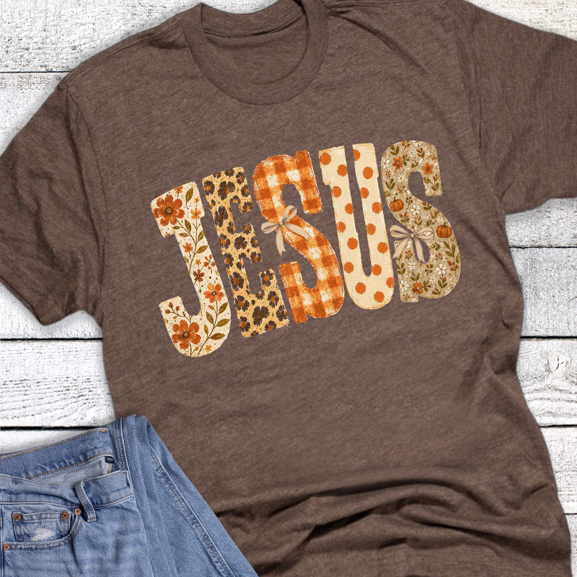 Fall Faith Jesus Leopard Check Polka