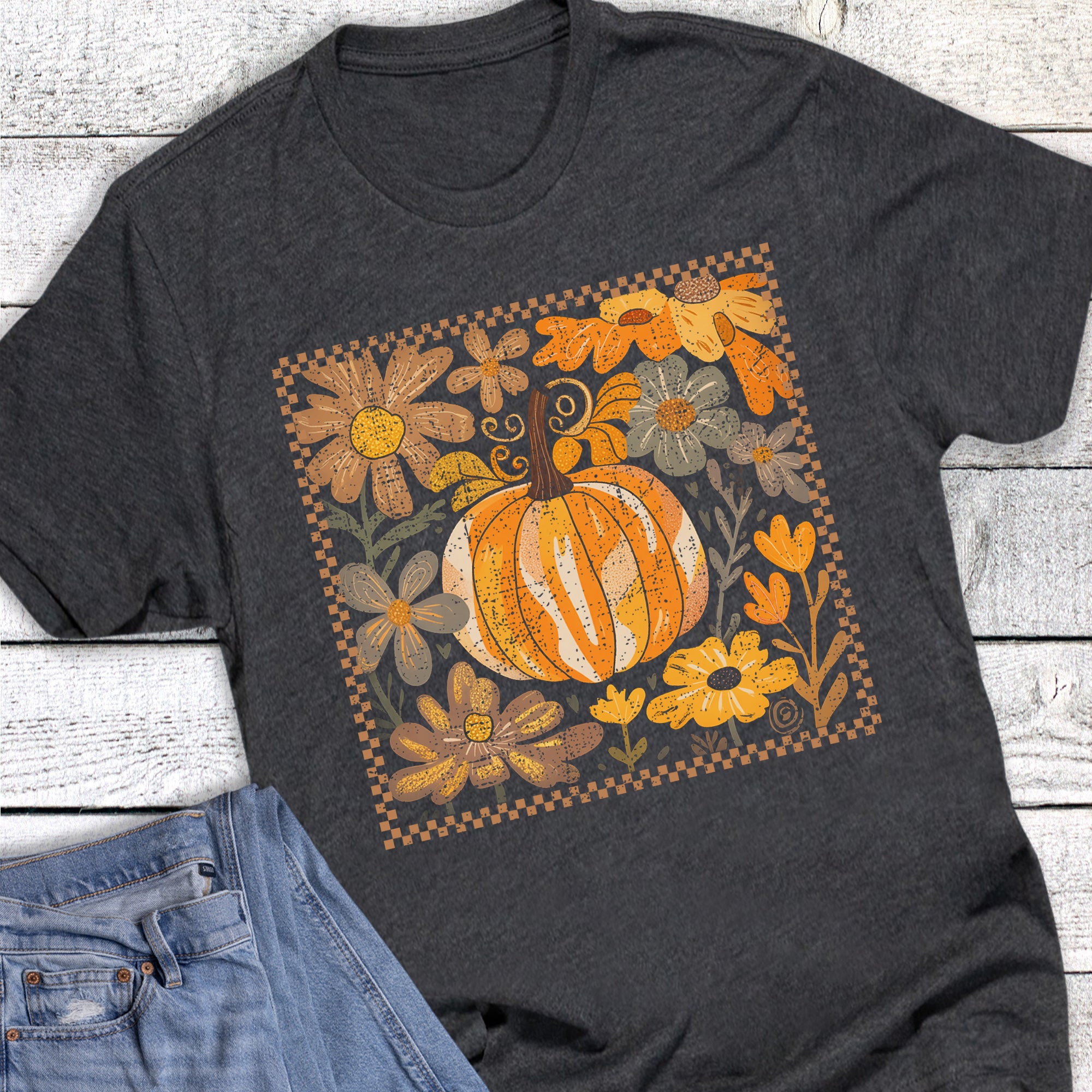 Fall Floral Pumpkin Check