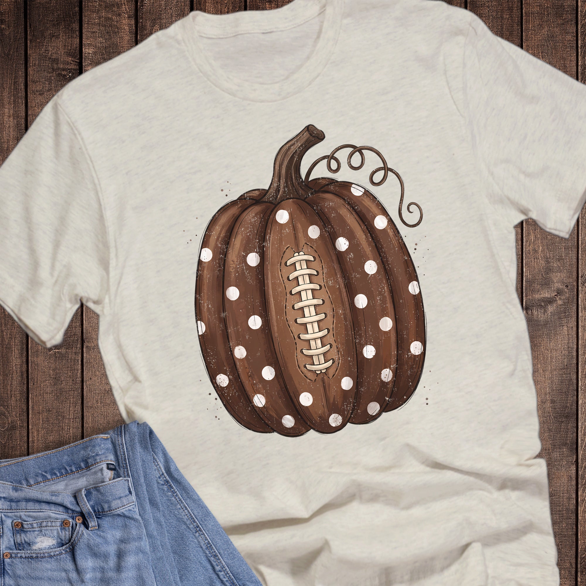Fall Football Pumpkin Polka Dot
