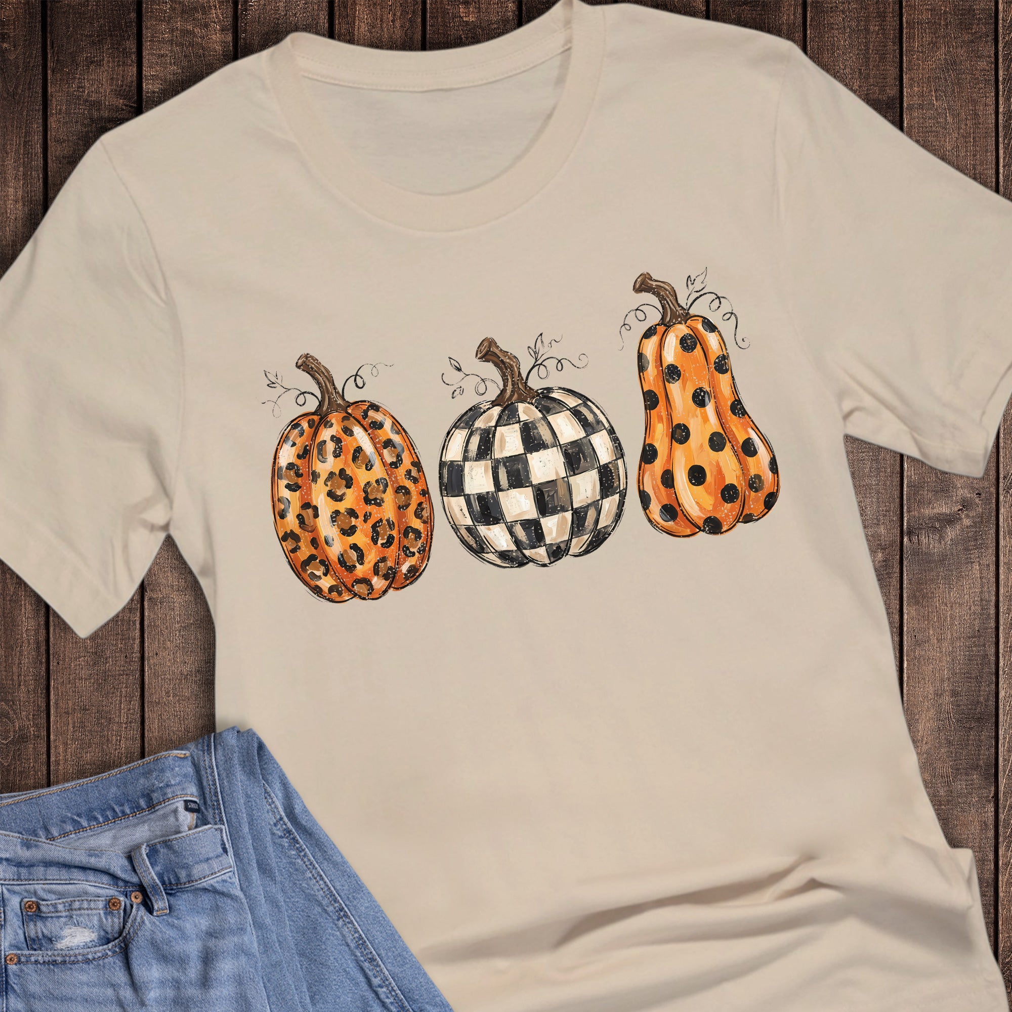 Fall Leopard Check Polka Pumpkins