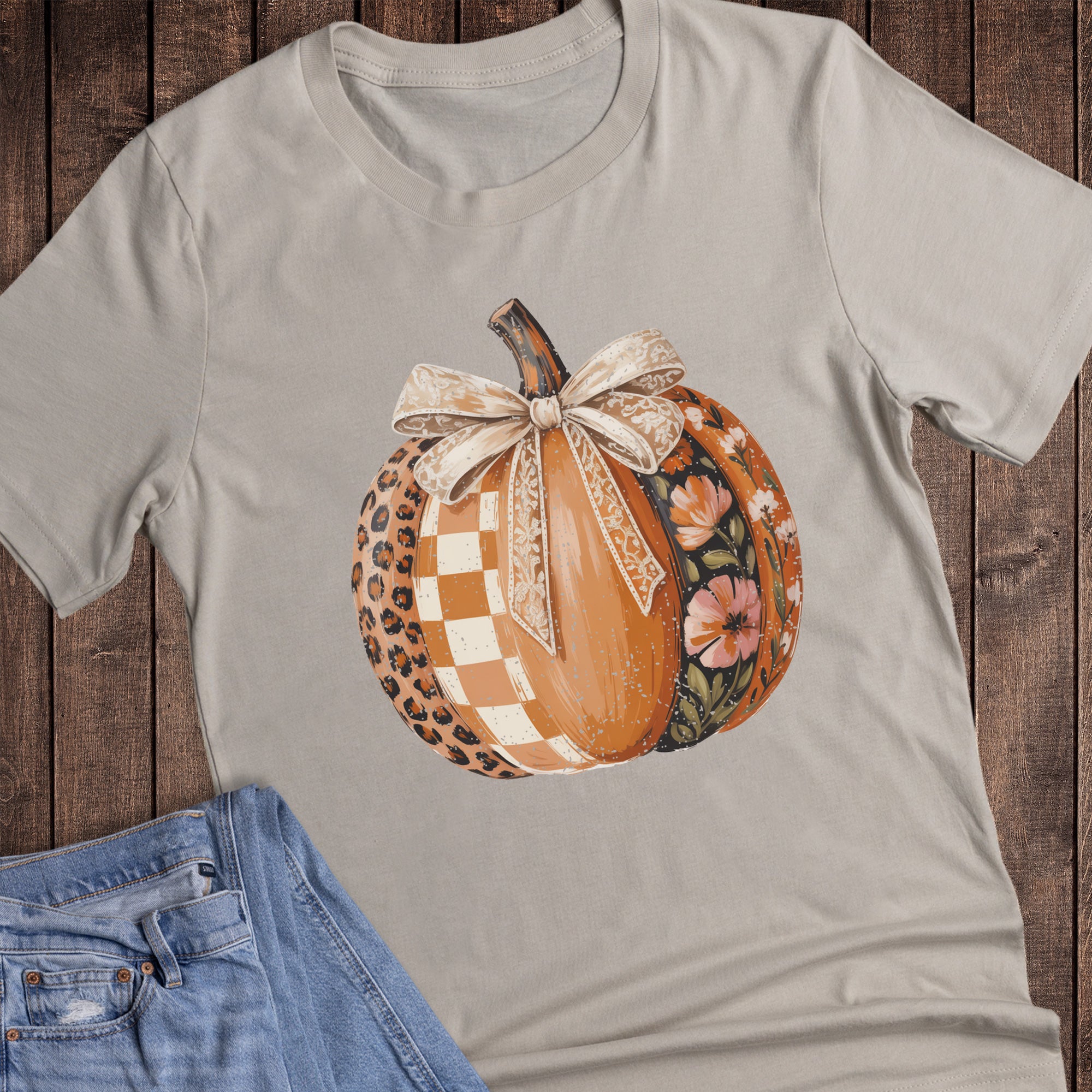 Fall Multi Pattern Pumpkin with Bow