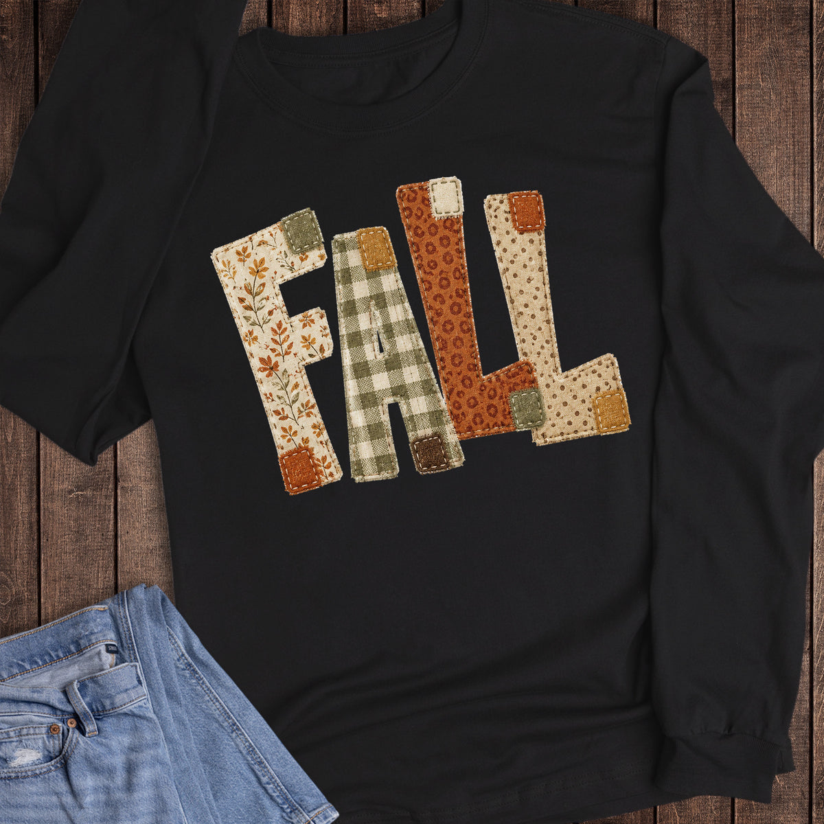 Fall Patchwork Letters Long Sleeve
