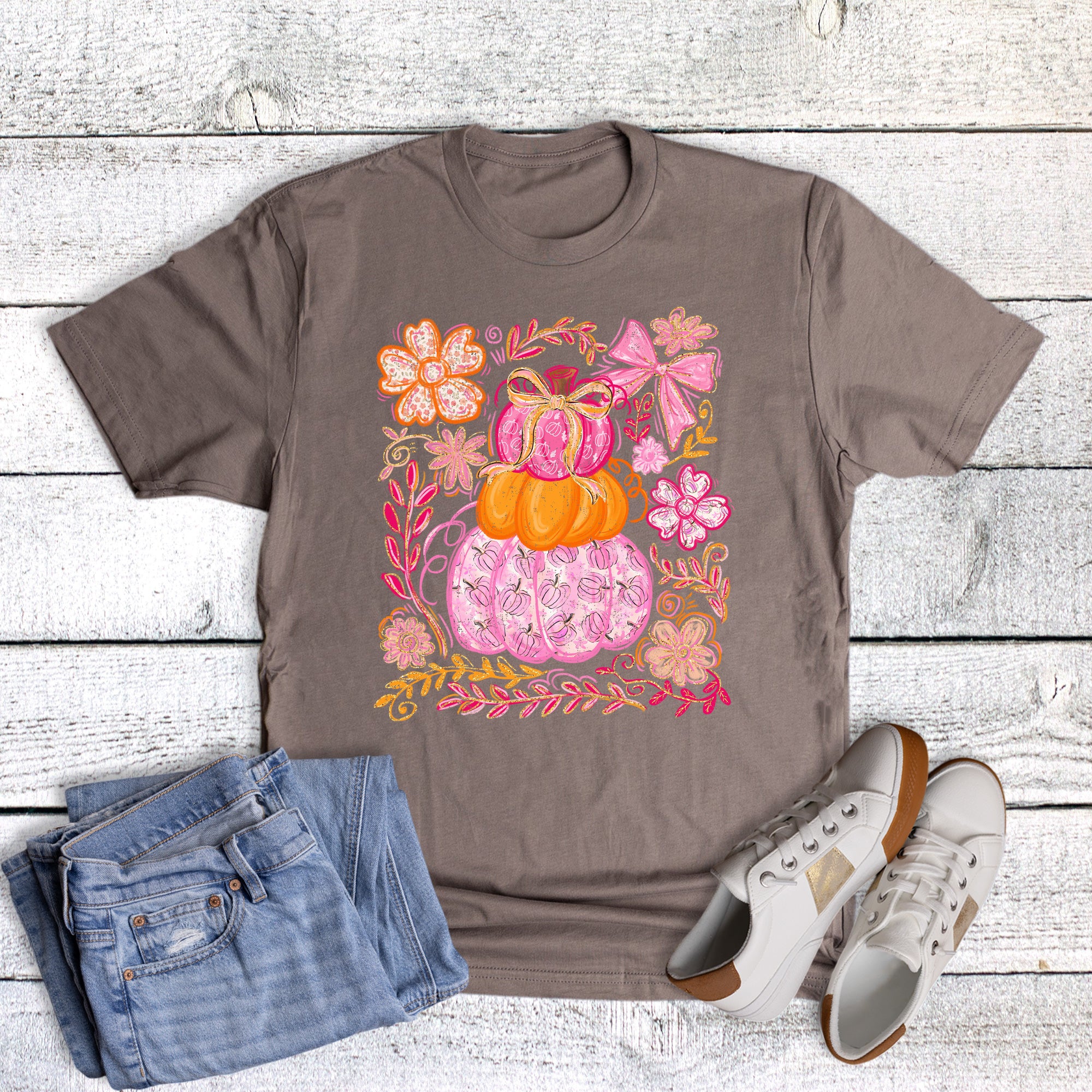 Fall Pink Pumpkin Stack