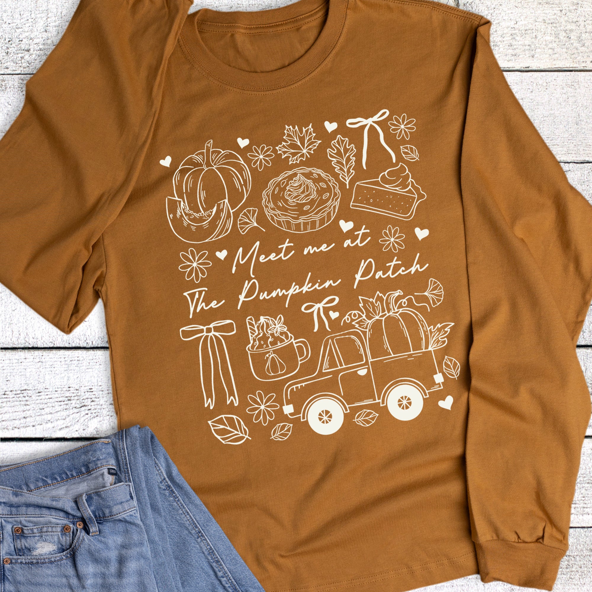 Fall Preppy Meet Me at the Pumpkin Patch Collage Long Sleeve