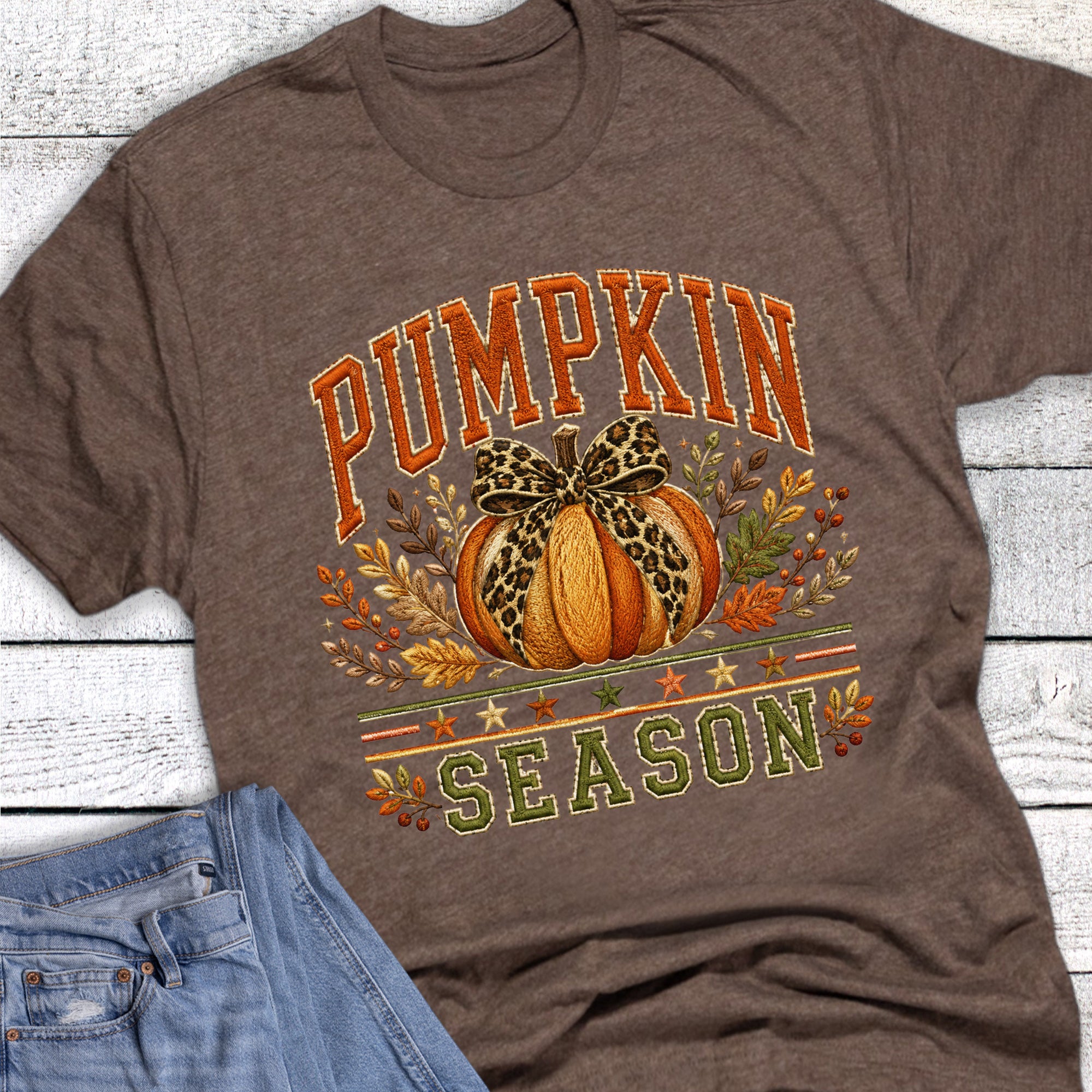 Fall Pumpkin Season Faux Embroidery