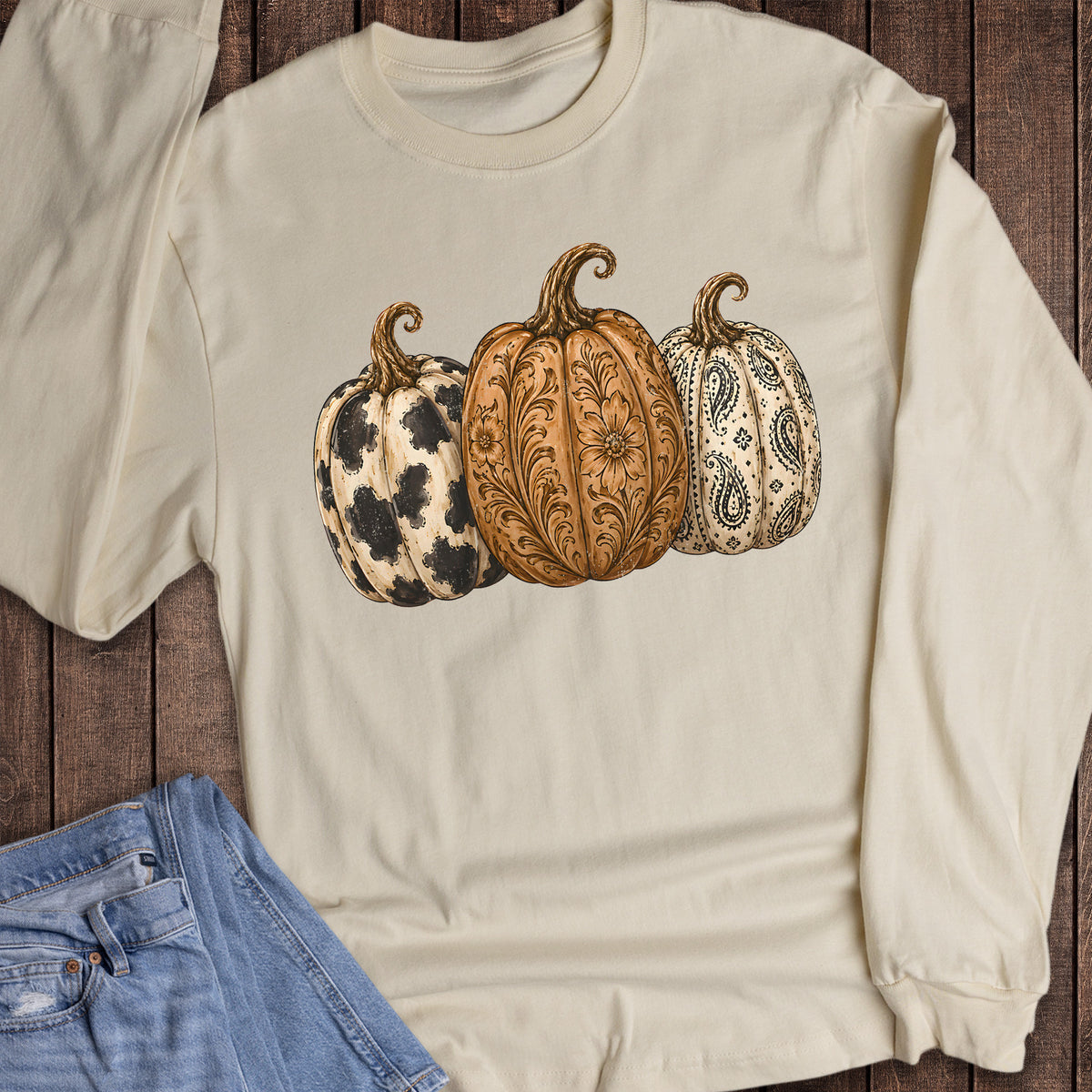 Fall Pumpkin Western Trio Long Sleeve