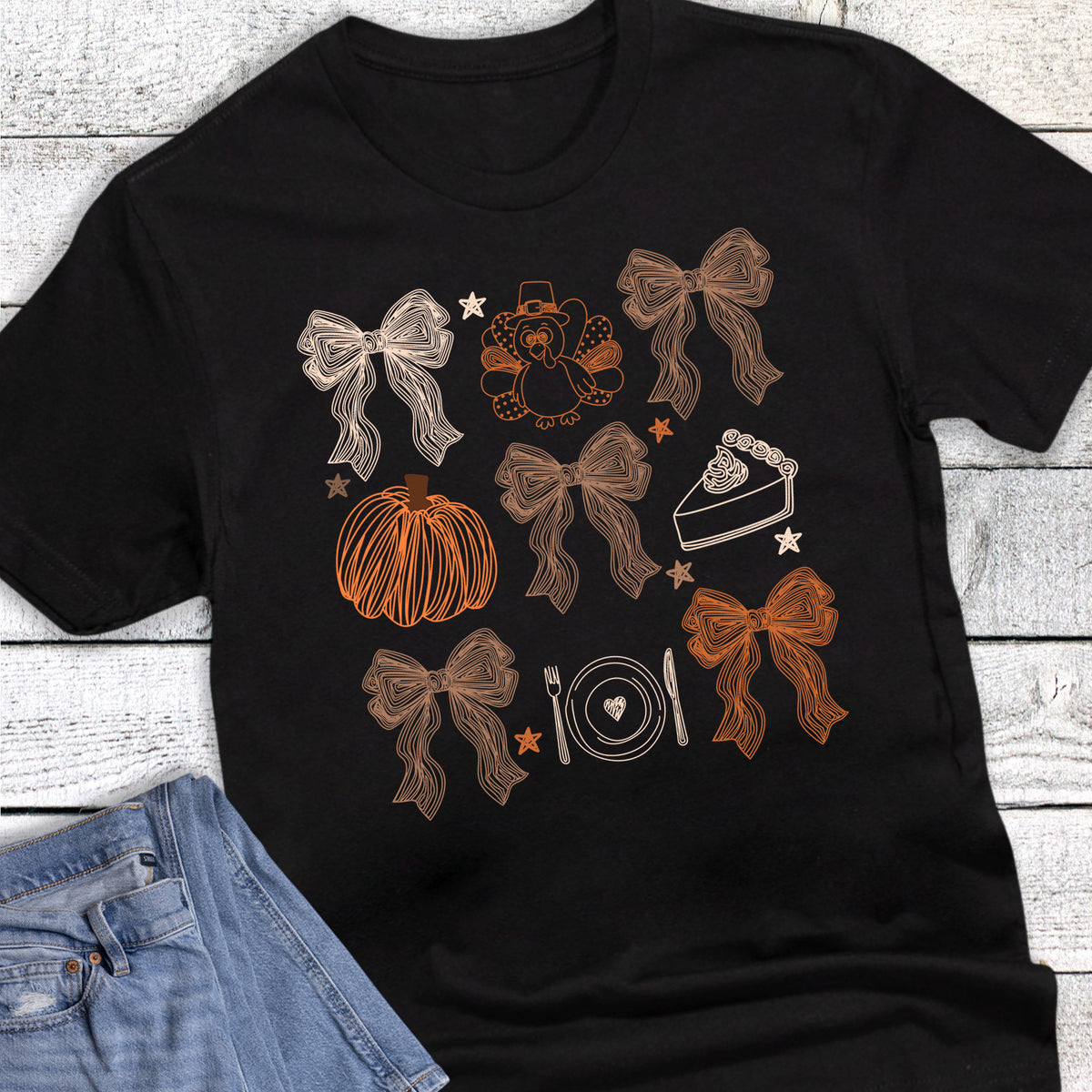 Fall Thanksgiving Pumpkin Pie Turkey Bows