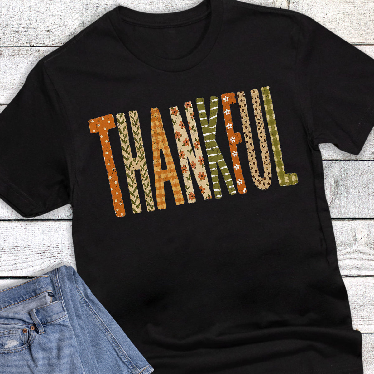 Fall Thanksgiving Thankful Patterned Letters