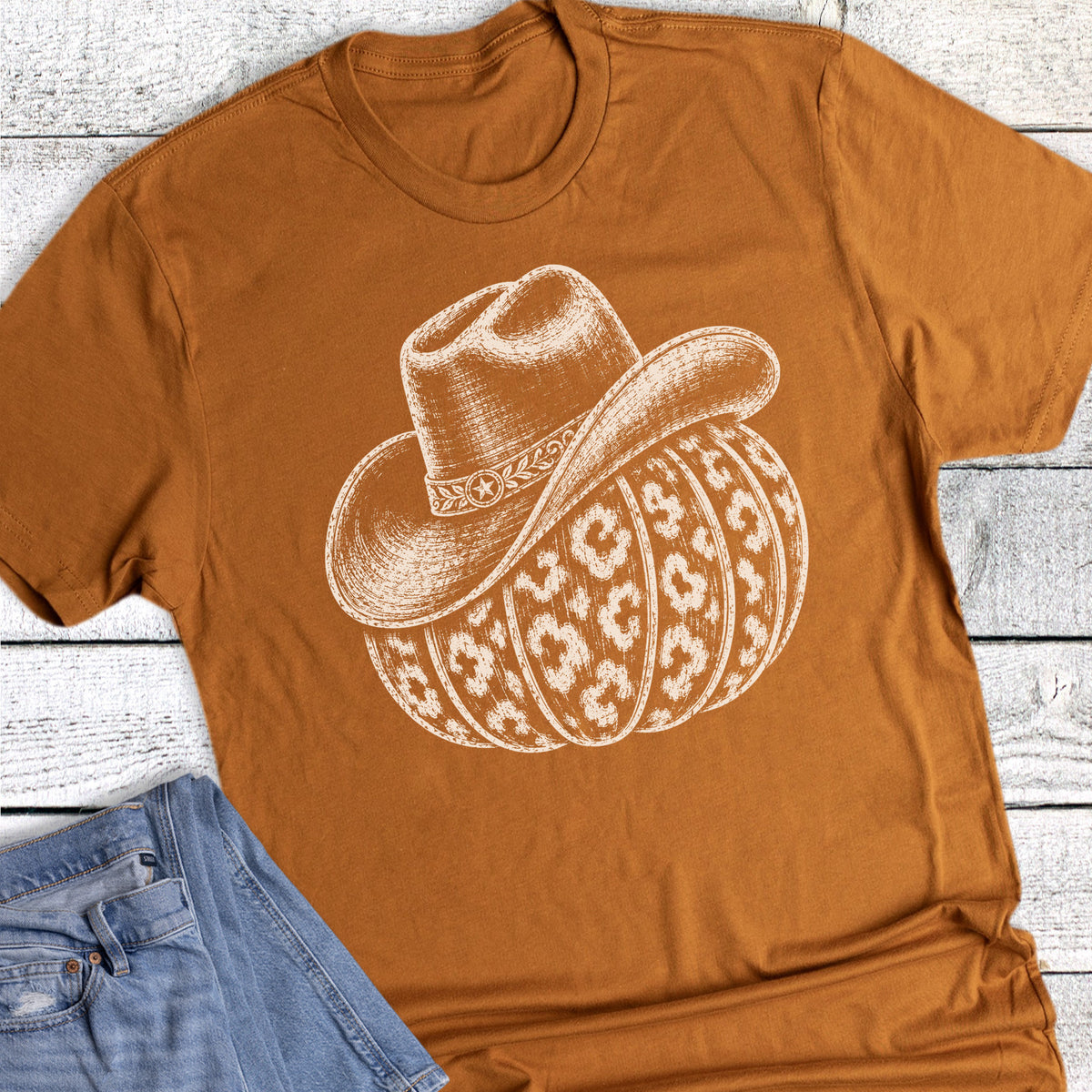 Fall Western Pumpkin with Hat
