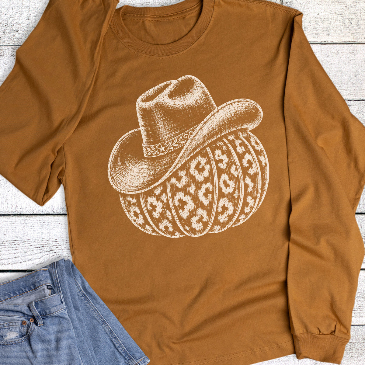 Fall Western Pumpkin with Hat Long Sleeve