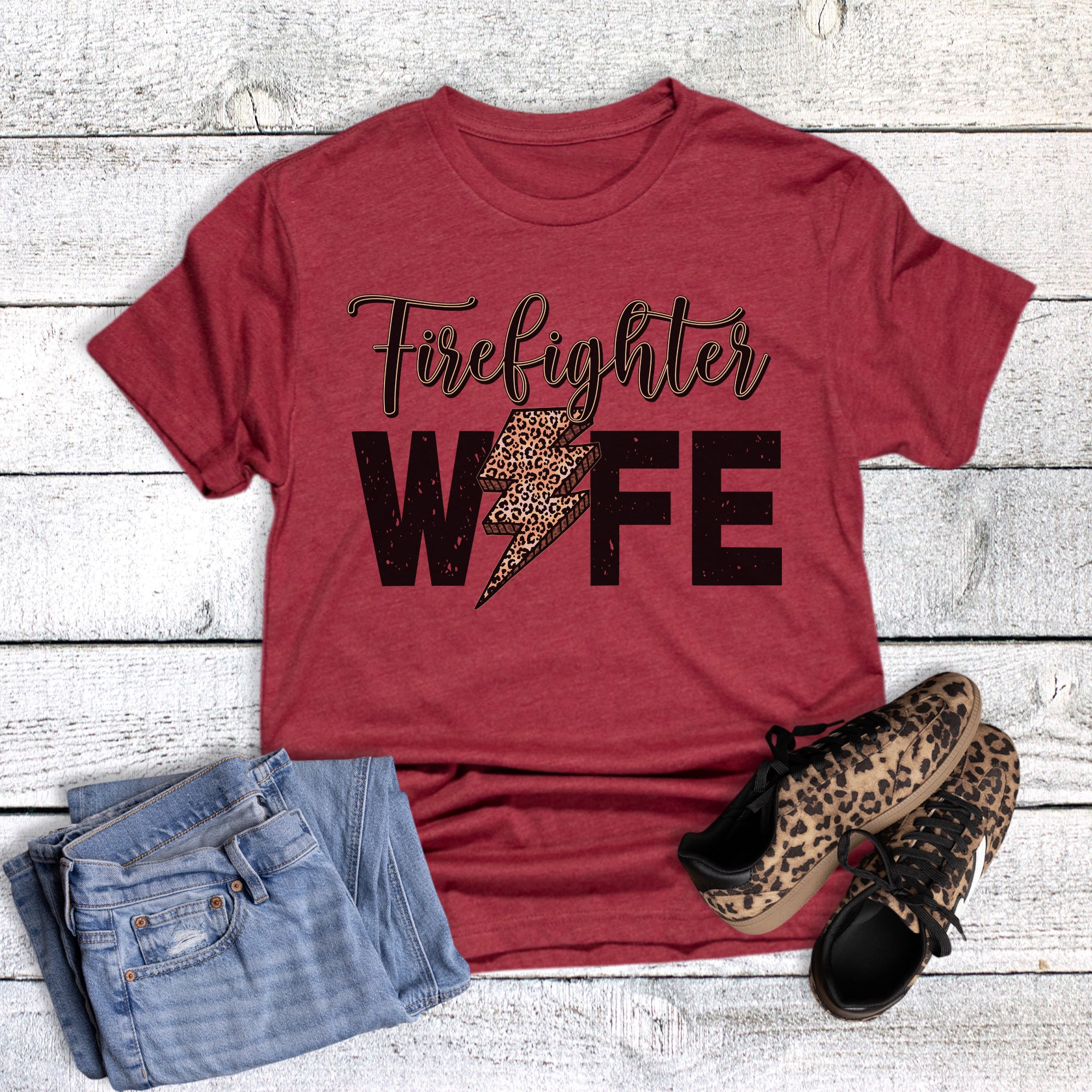 Firefighter Wife Leopard Lightning