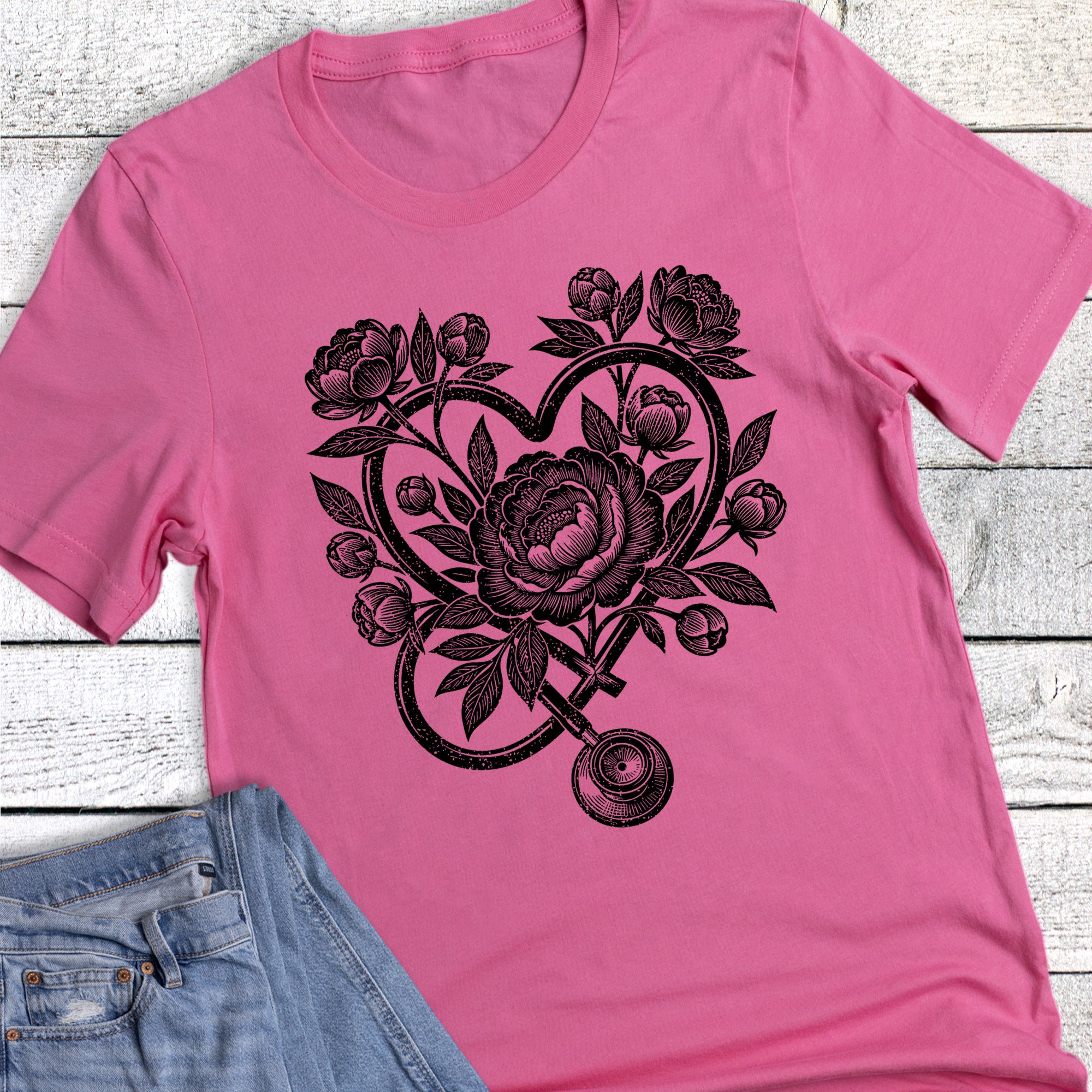 Floral Line Stethoscope Nurse Doctor