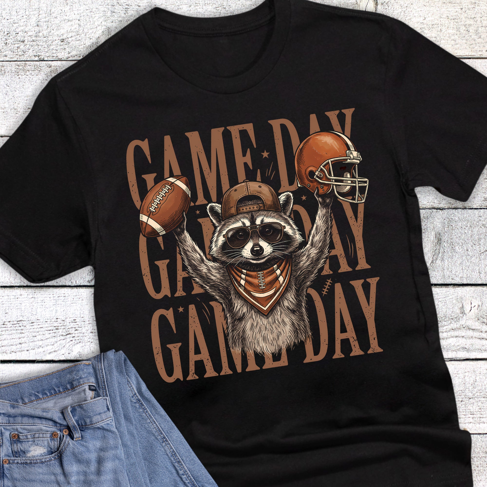 Football Game Day Stack Raccoon