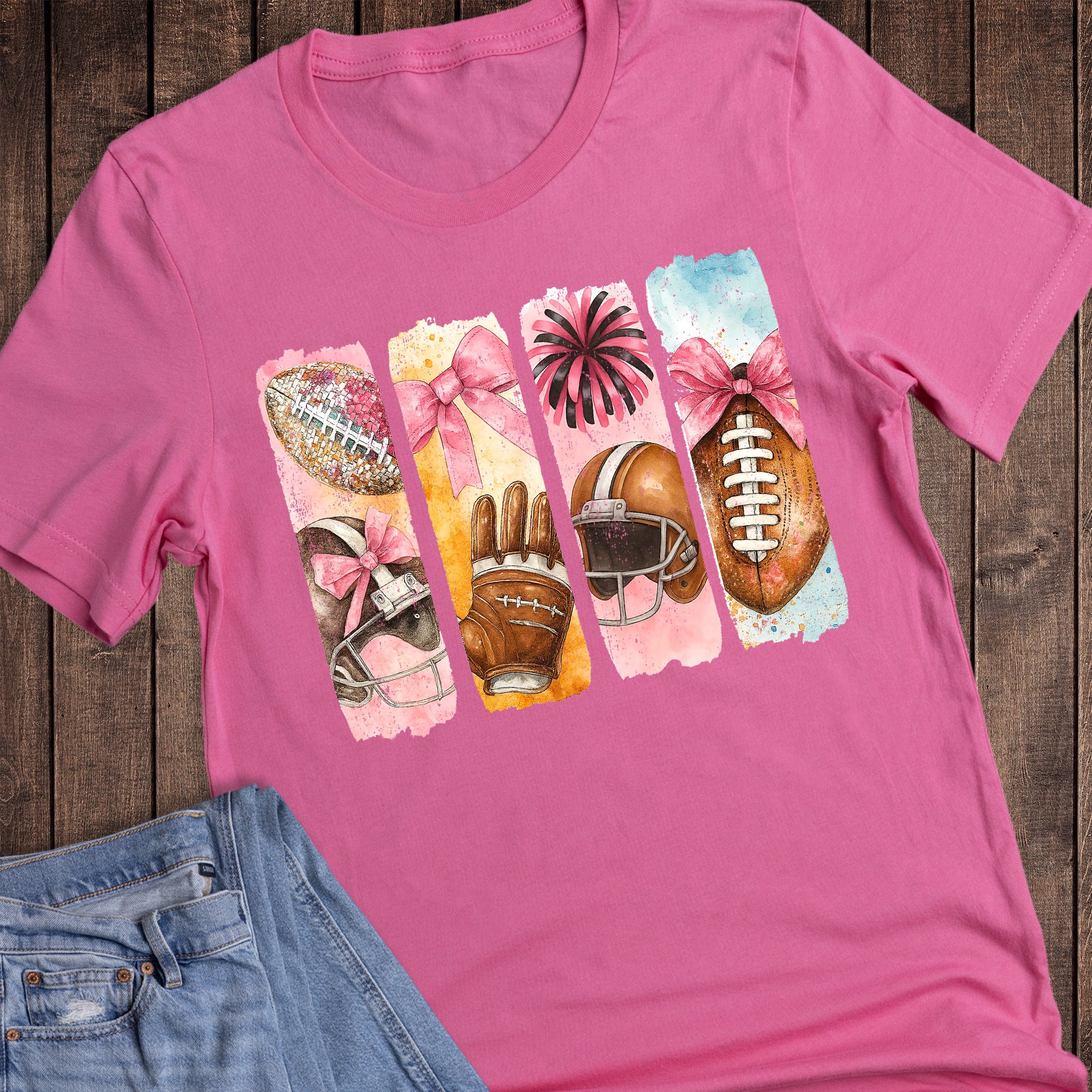 Football Pink Out Breast Cancer Brushstrokes