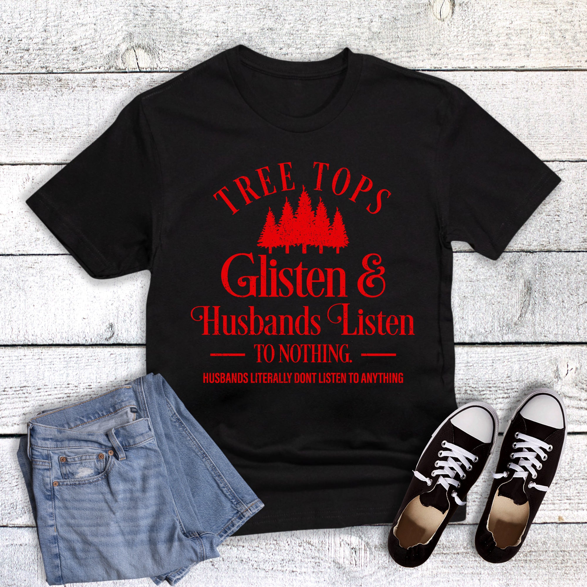 Funny Christmas Tree Tops Glisten Husbands Listen