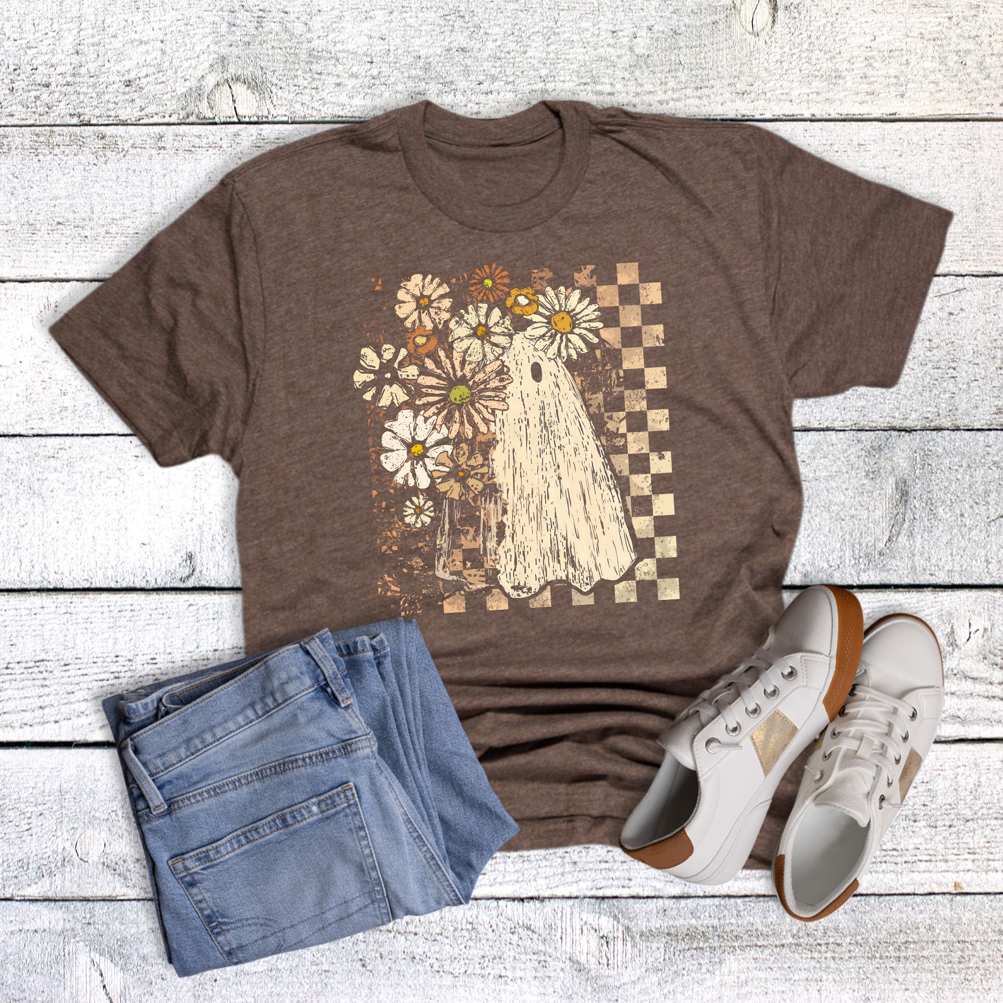 Halloween Boho Checkered Ghost