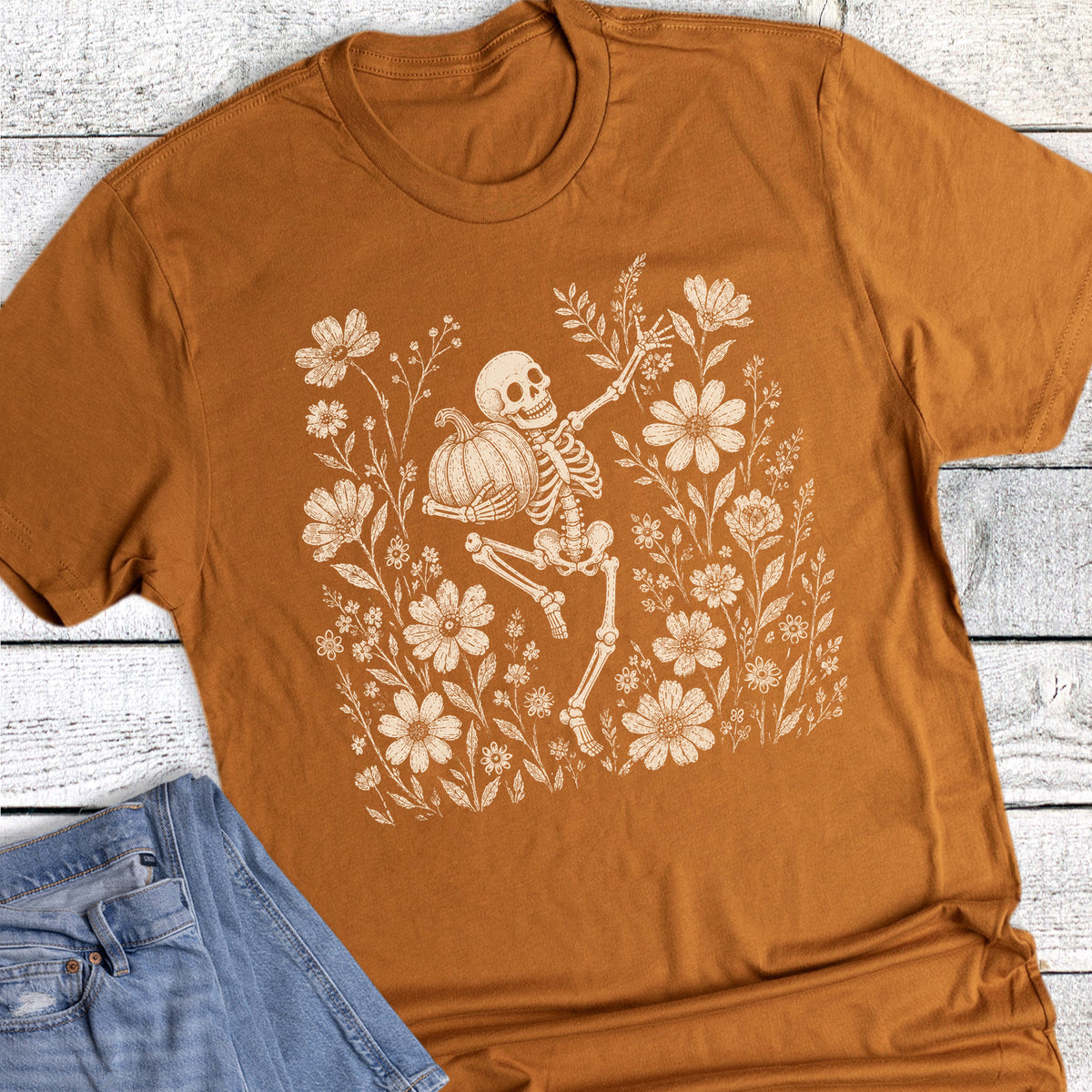Halloween Boho Skeleton Floral