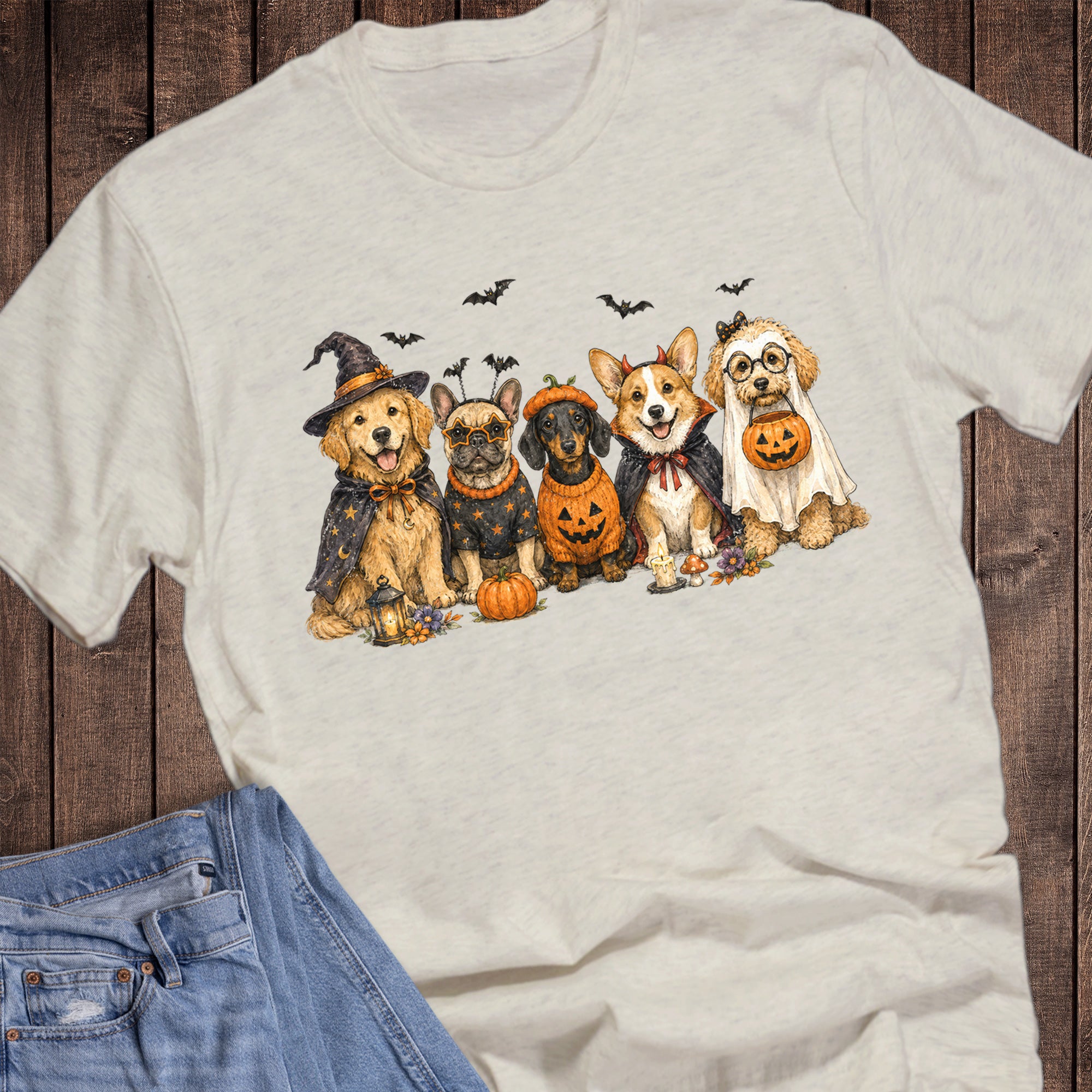 Halloween Dogs Pumpkins Bats