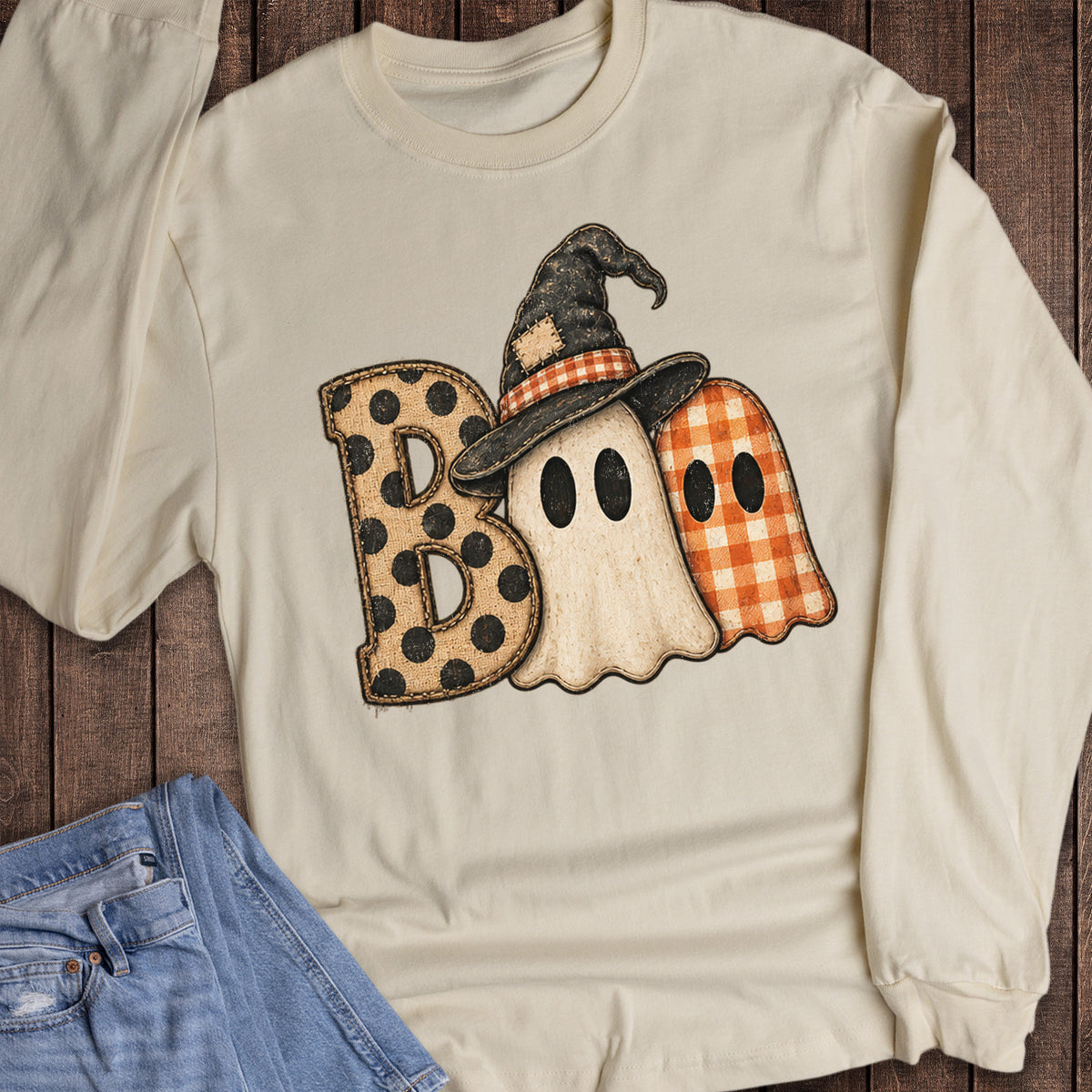 Halloween Ghosts Boo Scarecrow Hat Long Sleeve
