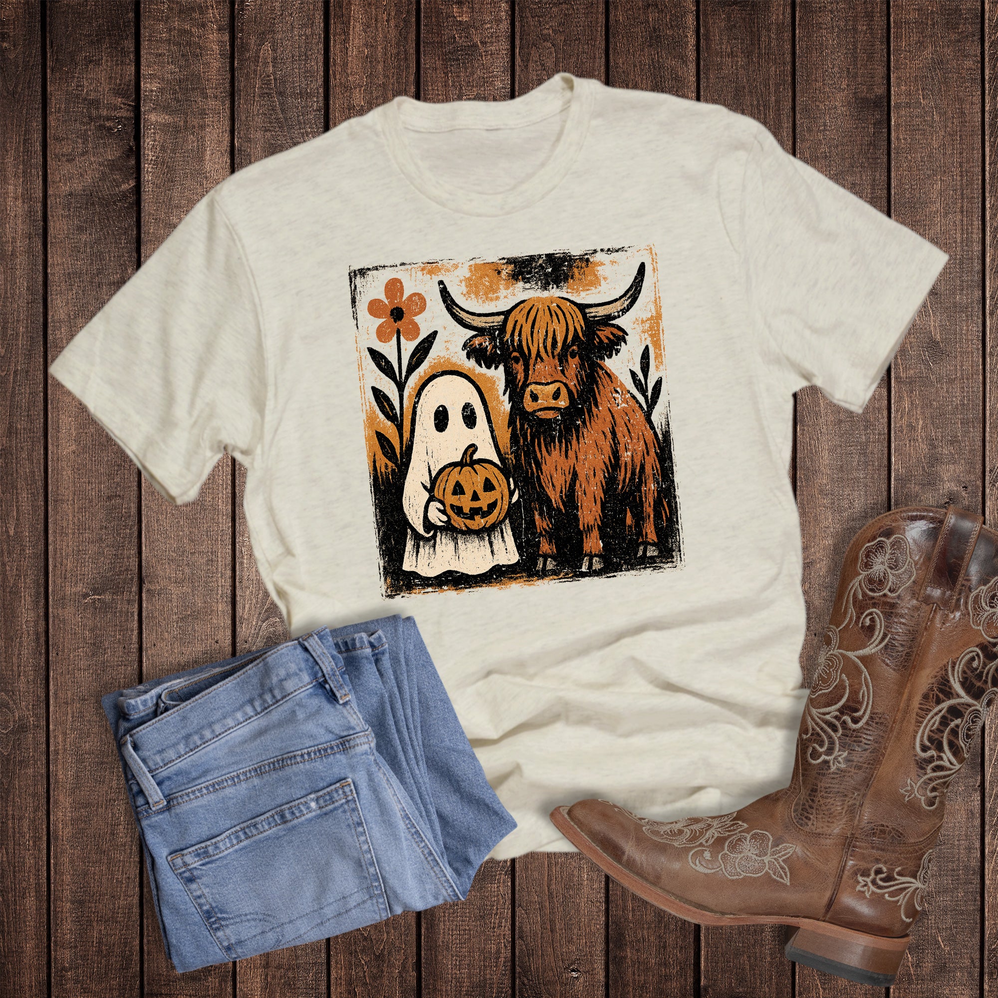 Halloween Highland Cow Ghost