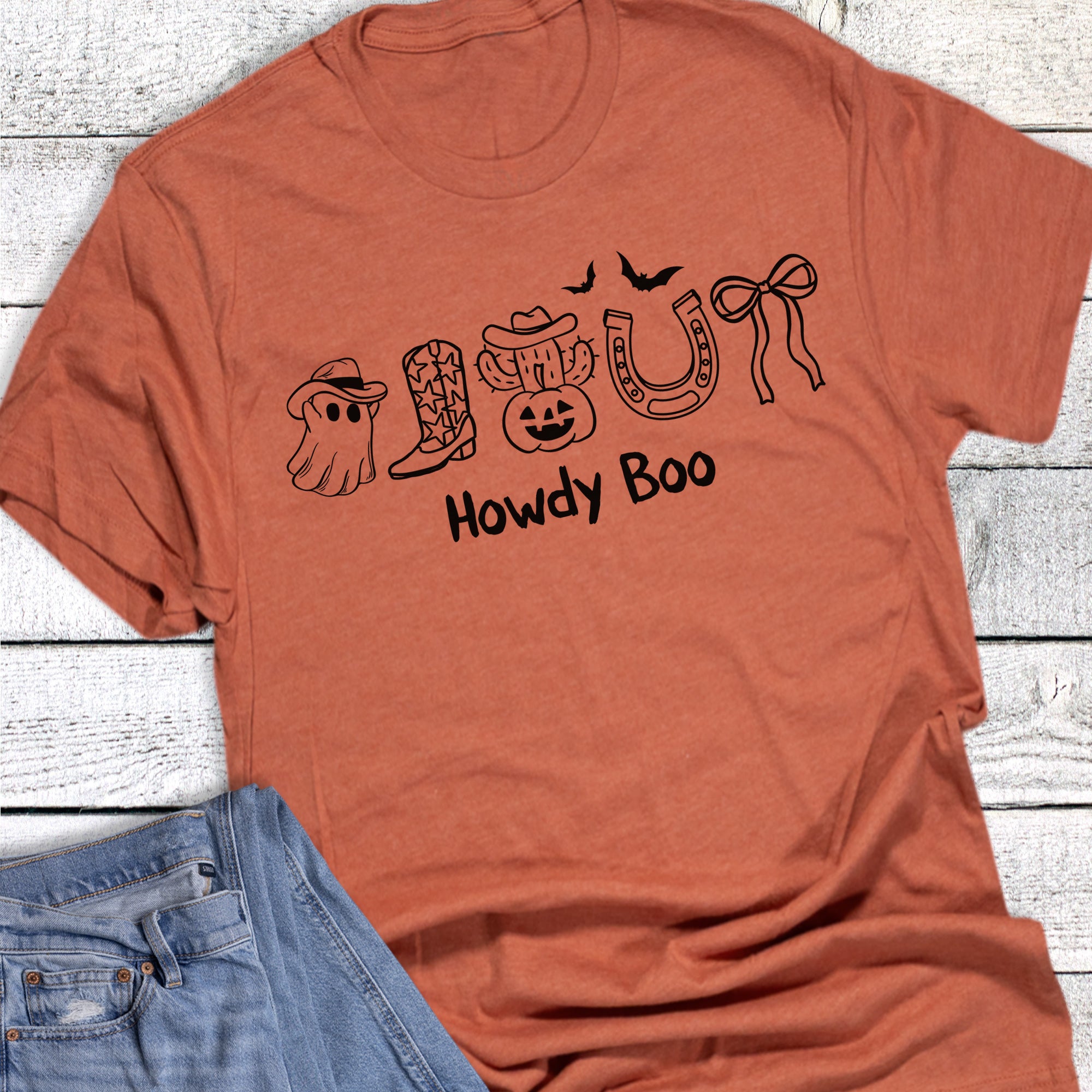Halloween Howdy Boo Boots Cactus Western