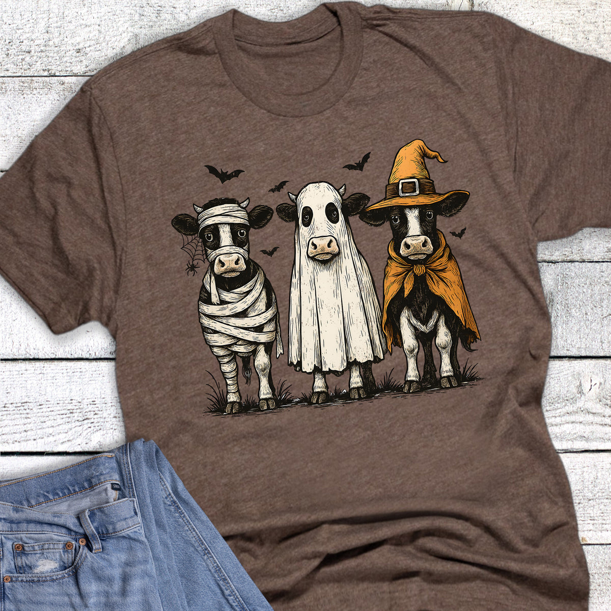 Halloween Mummy Ghost Cow Trio