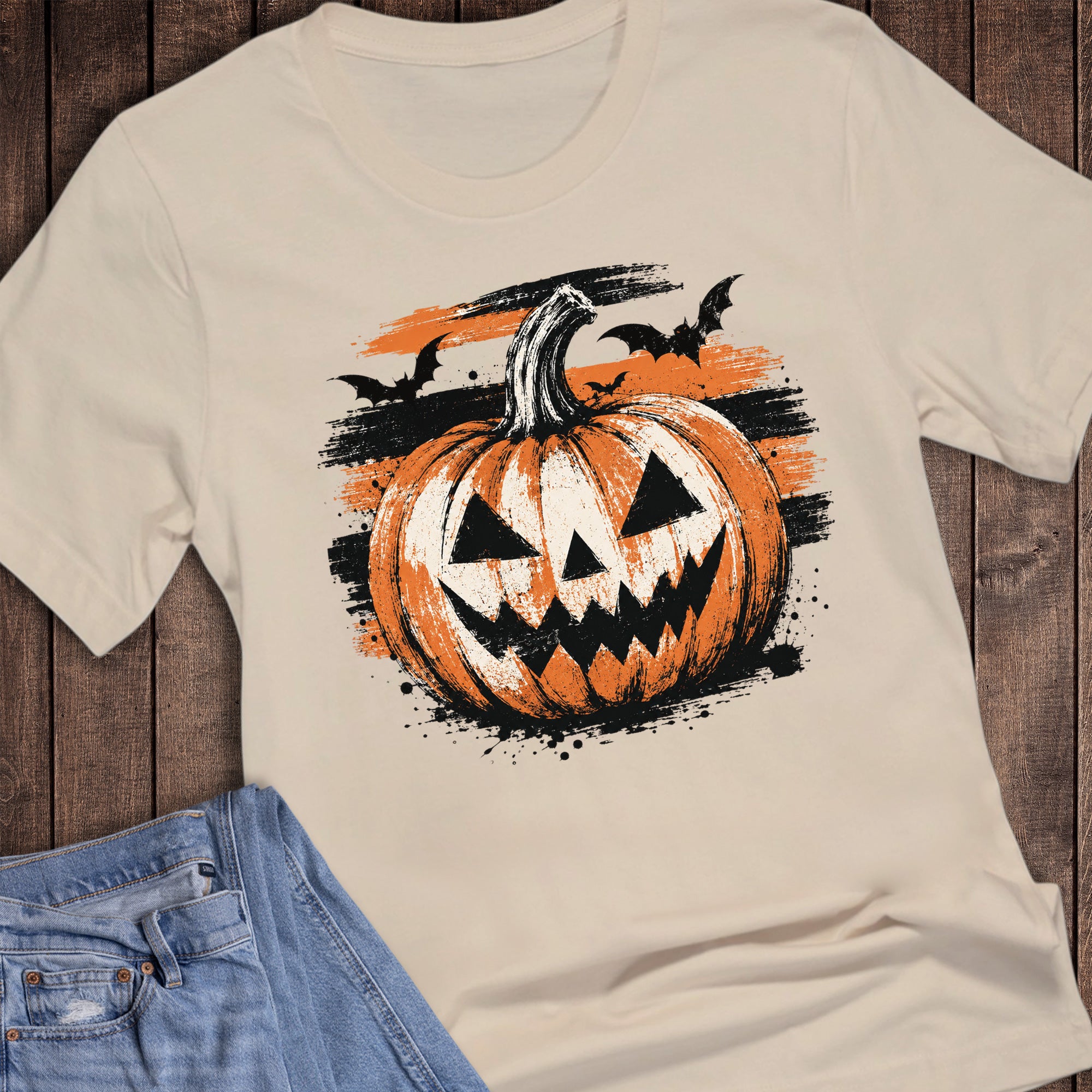 Halloween Pumpkin Bats Stripes