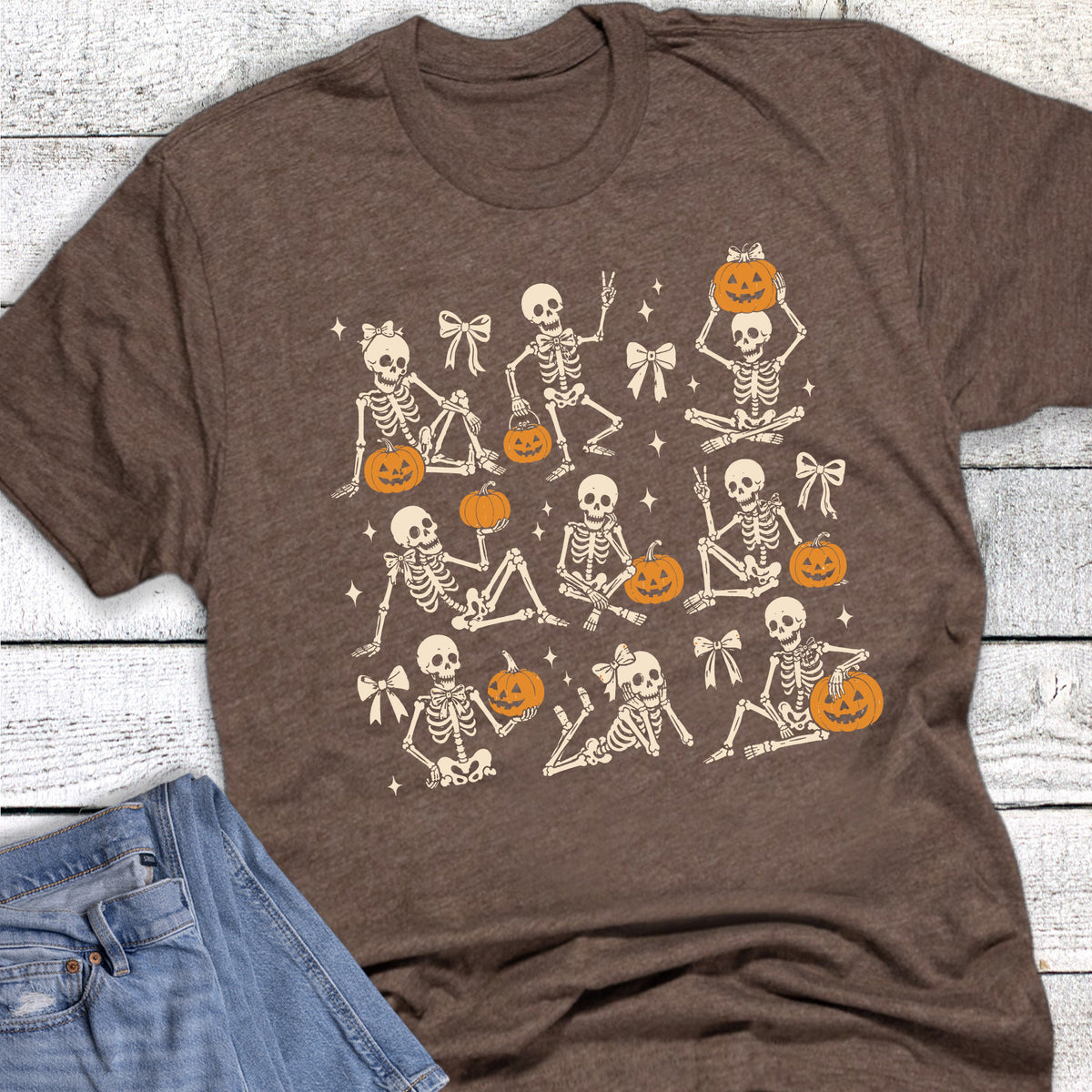 Halloween Skeletons and Jack O Lanterns