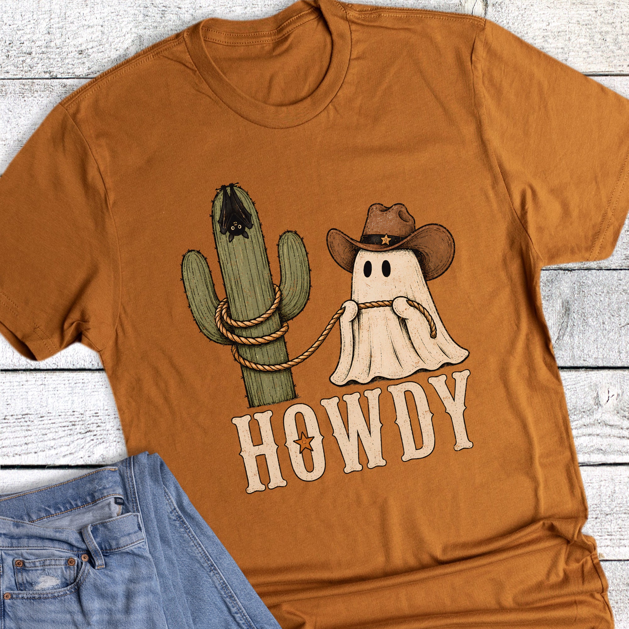 Halloween Western Ghost Howdy Cactus