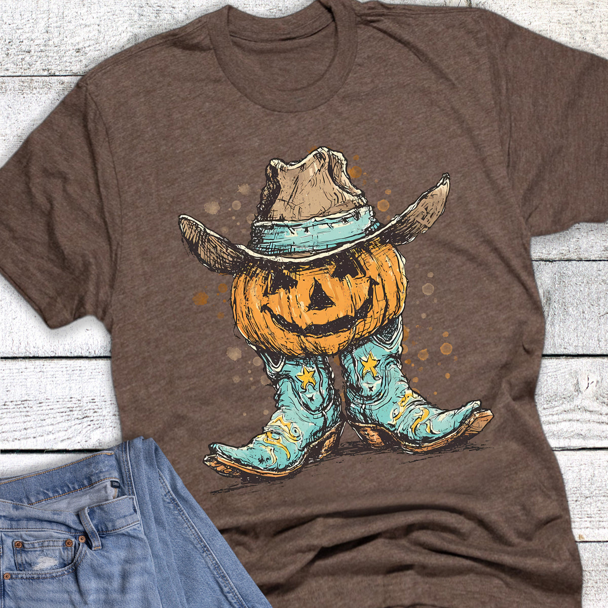 Halloween Western Pumpkin Boots and Hat