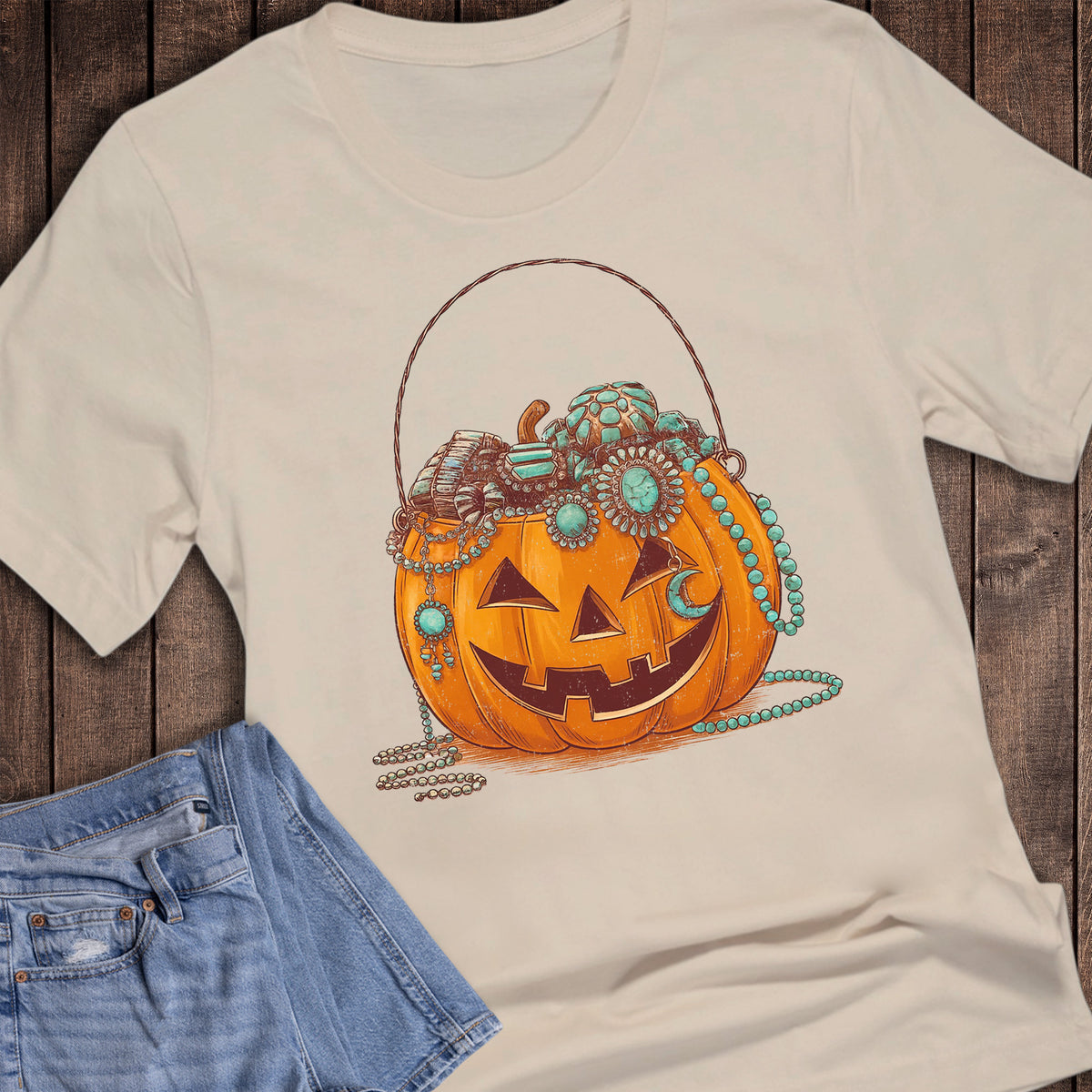 Halloween Western Turquoise Pumpkin Bucket
