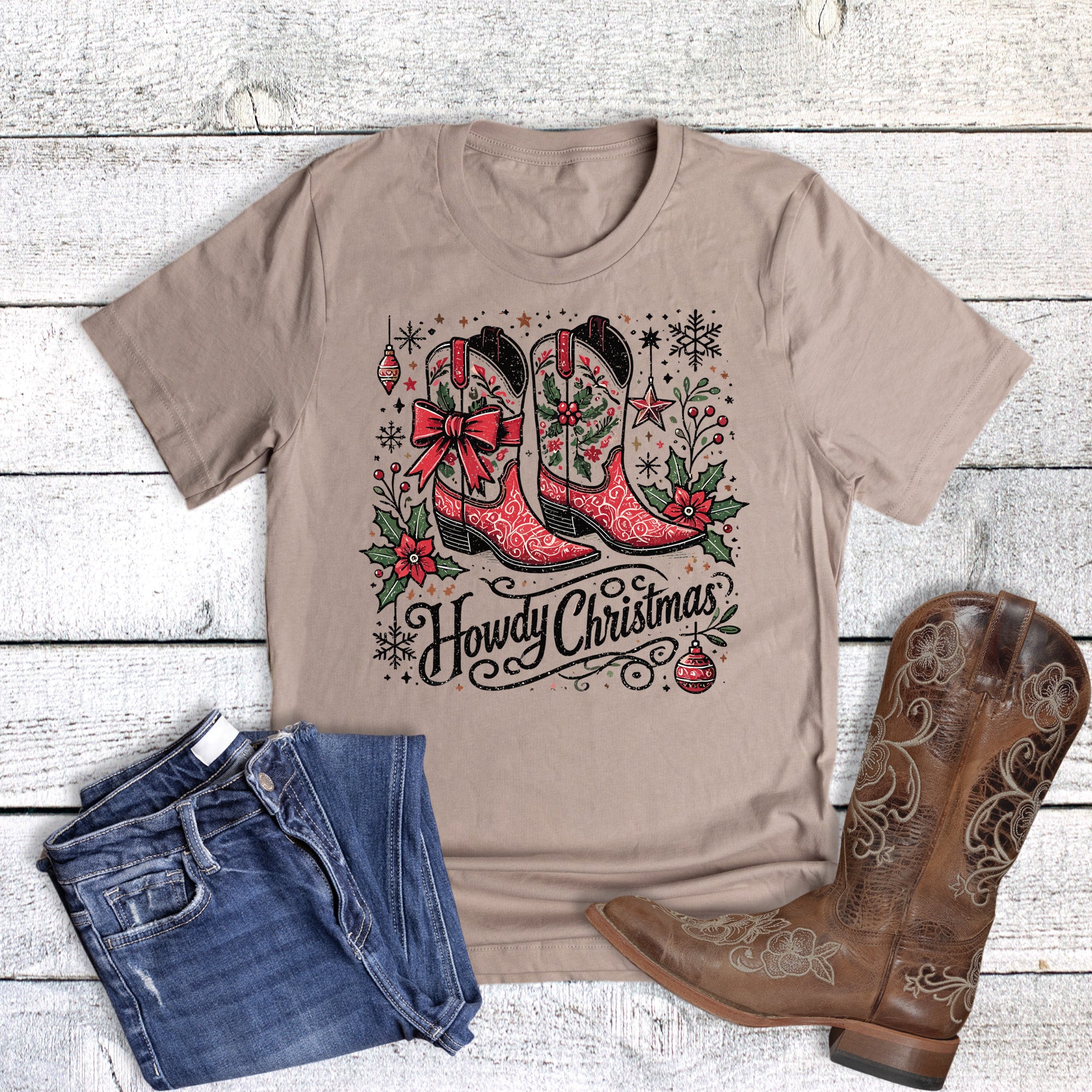 Howdy Christmas Cowboy Boots