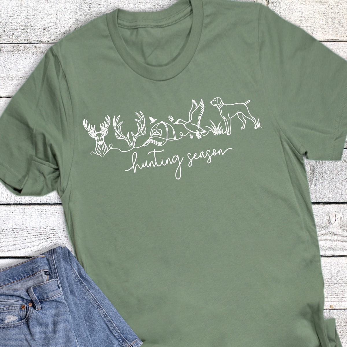 Hunting Season Line Deer Duck Dog