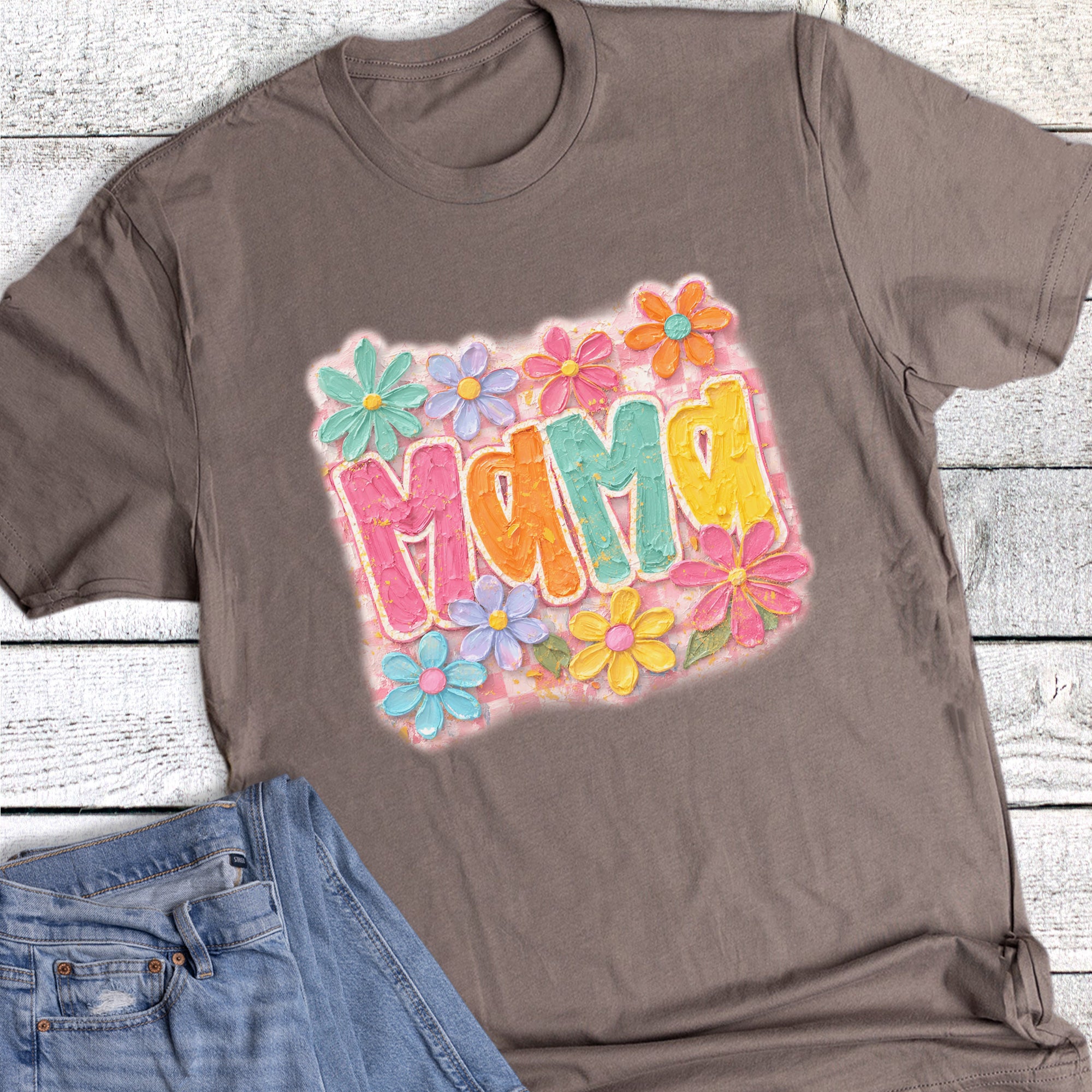 Mama Brushstroke Colorful Daisies