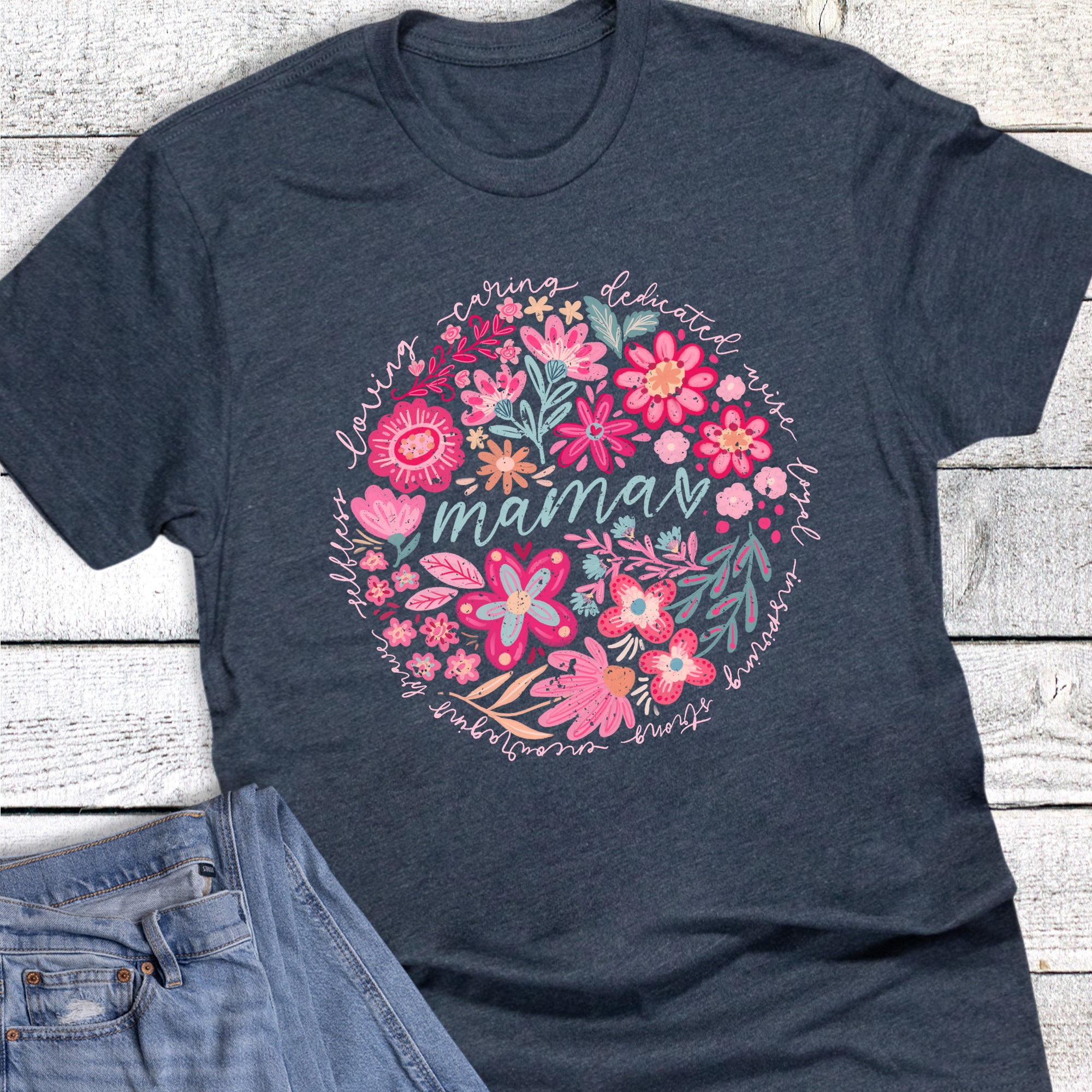 Mama Heart Floral Circle
