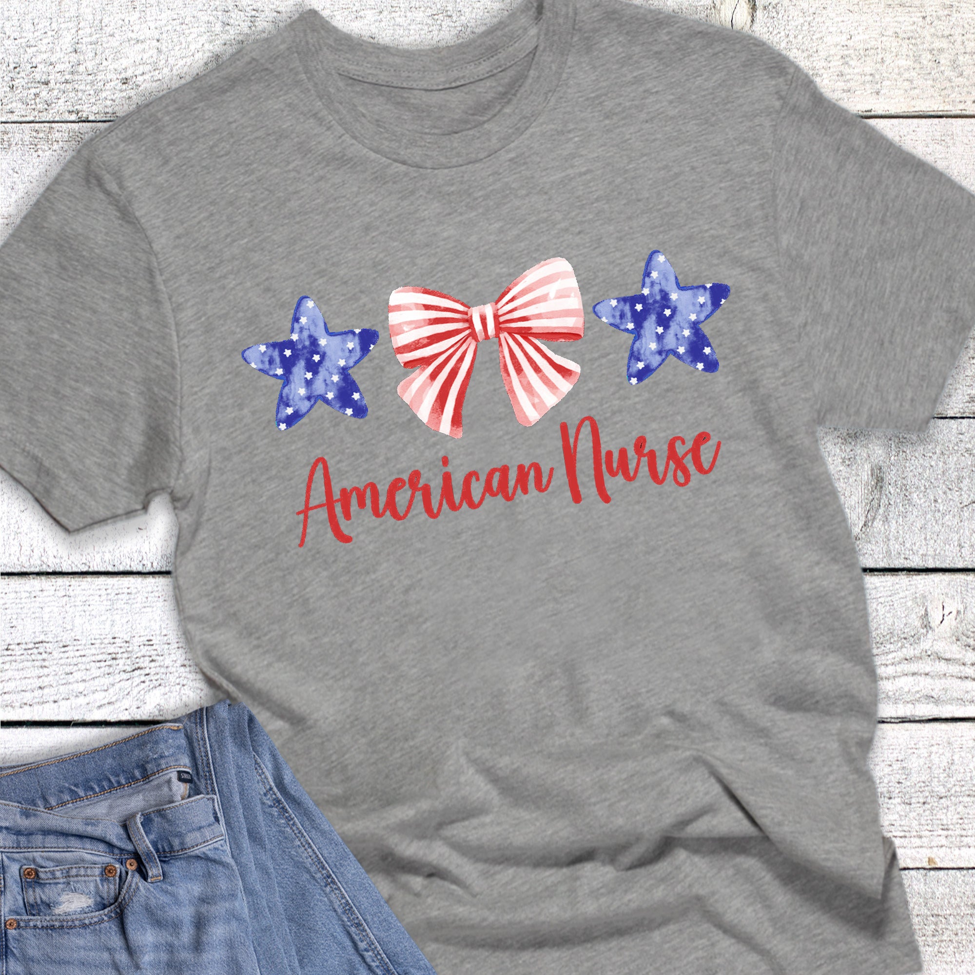 Patriotic American Nurse Stars and Bows