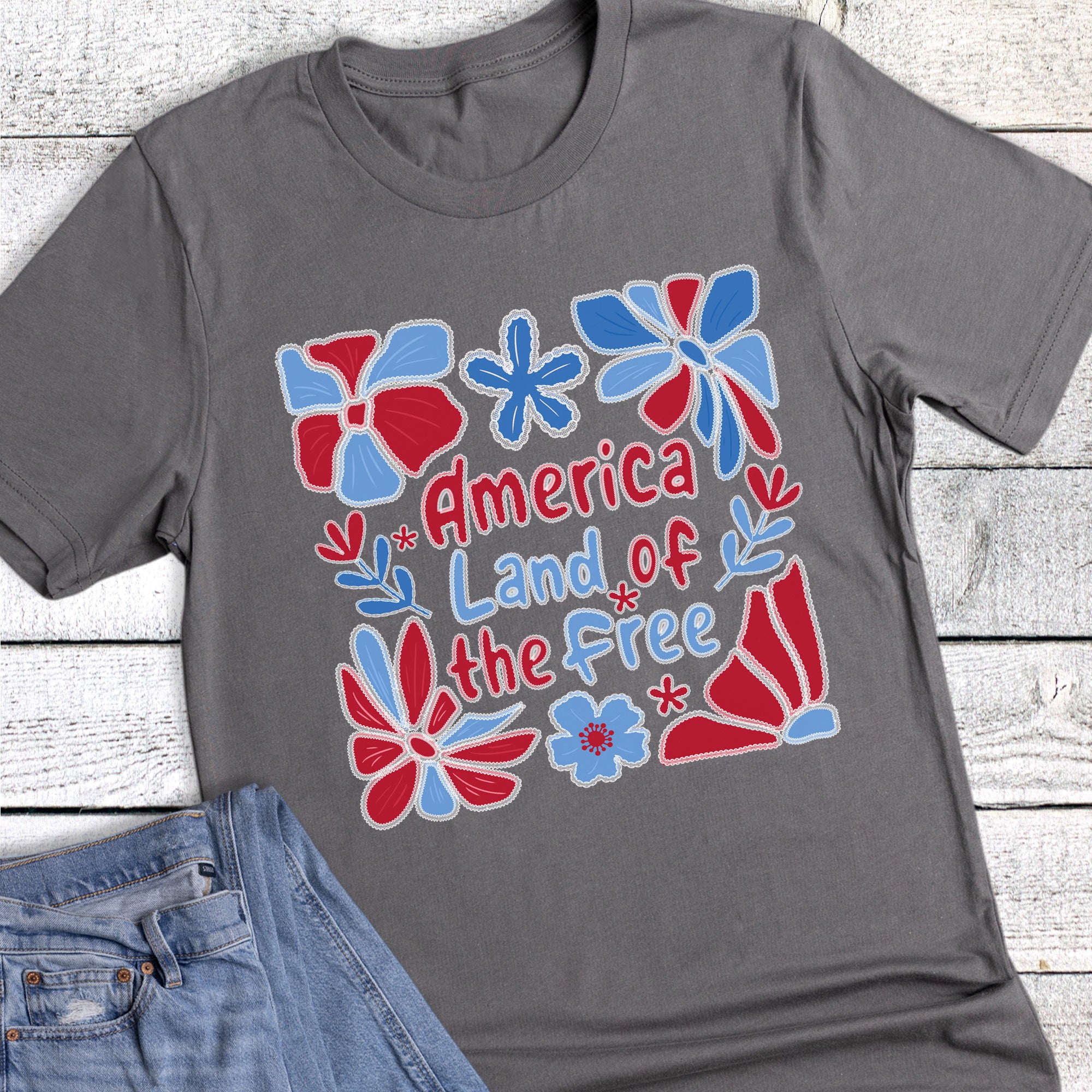 Patriotic Boho America Land of the Free