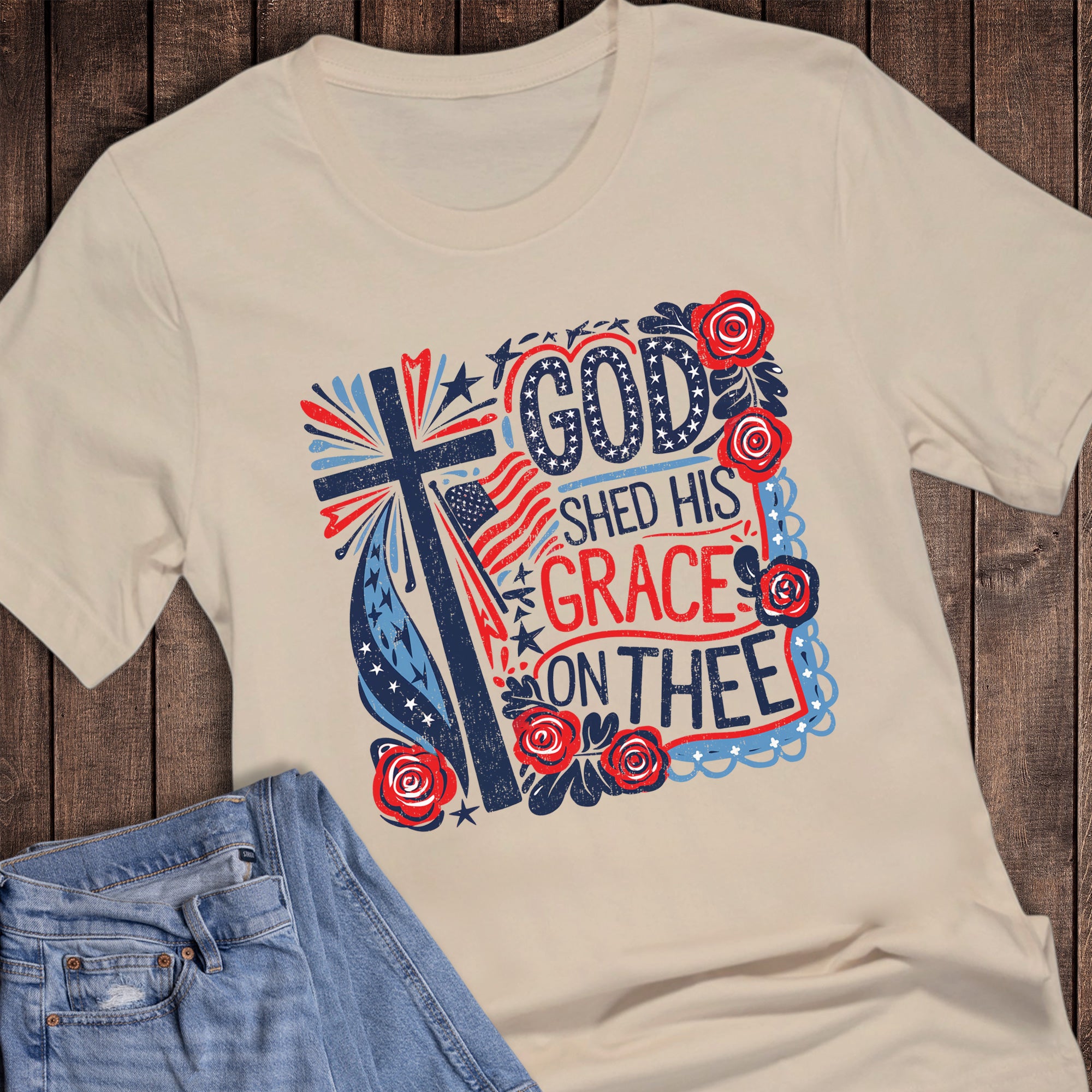 Patriotic Boho God Shed His Grace Faith