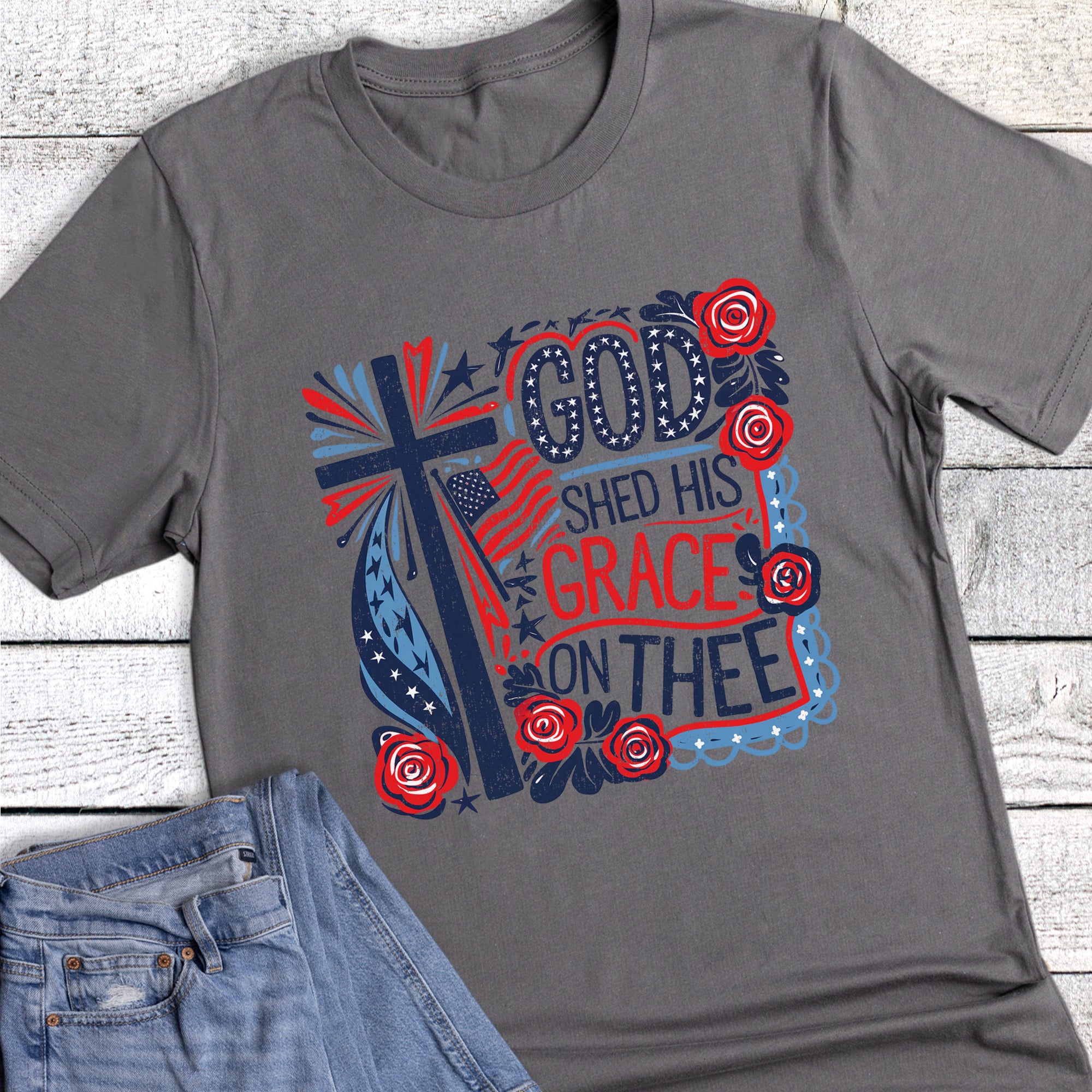 Patriotic Boho God Shed His Grace Faith